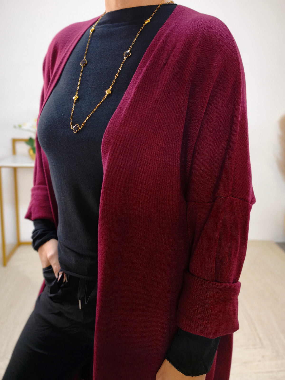 Long Cardigan Burgundy (40-44/46)