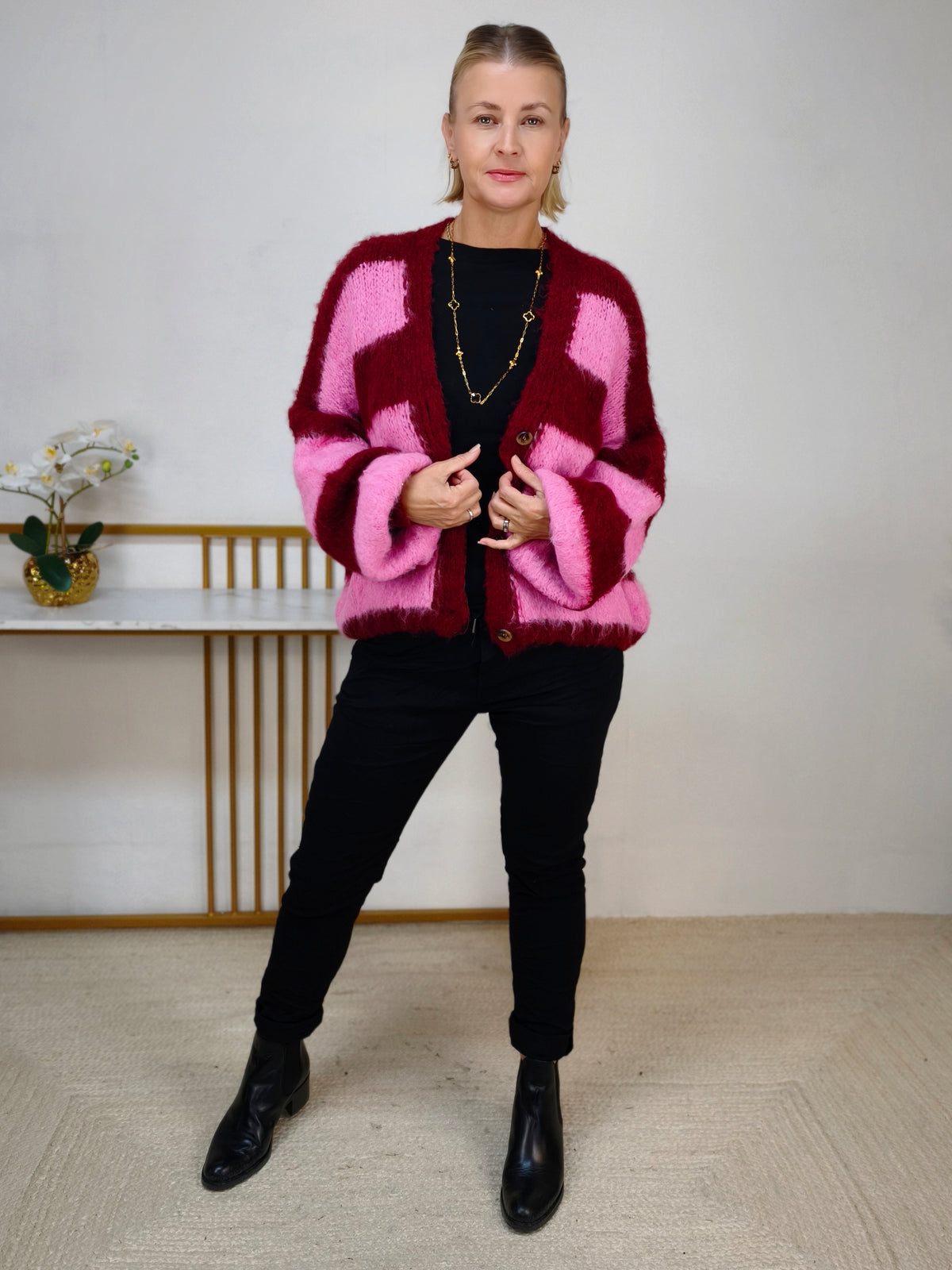 Kuschelige Strickjacke gestreift (38-44)