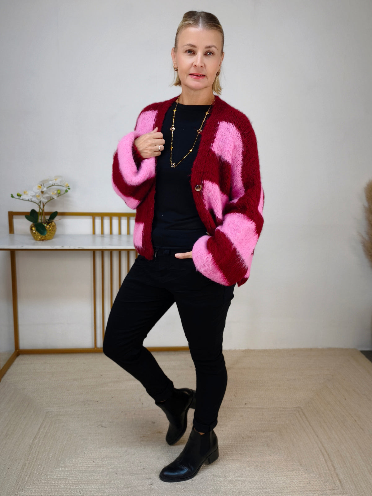 Kuschelige Strickjacke gestreift (38-44)