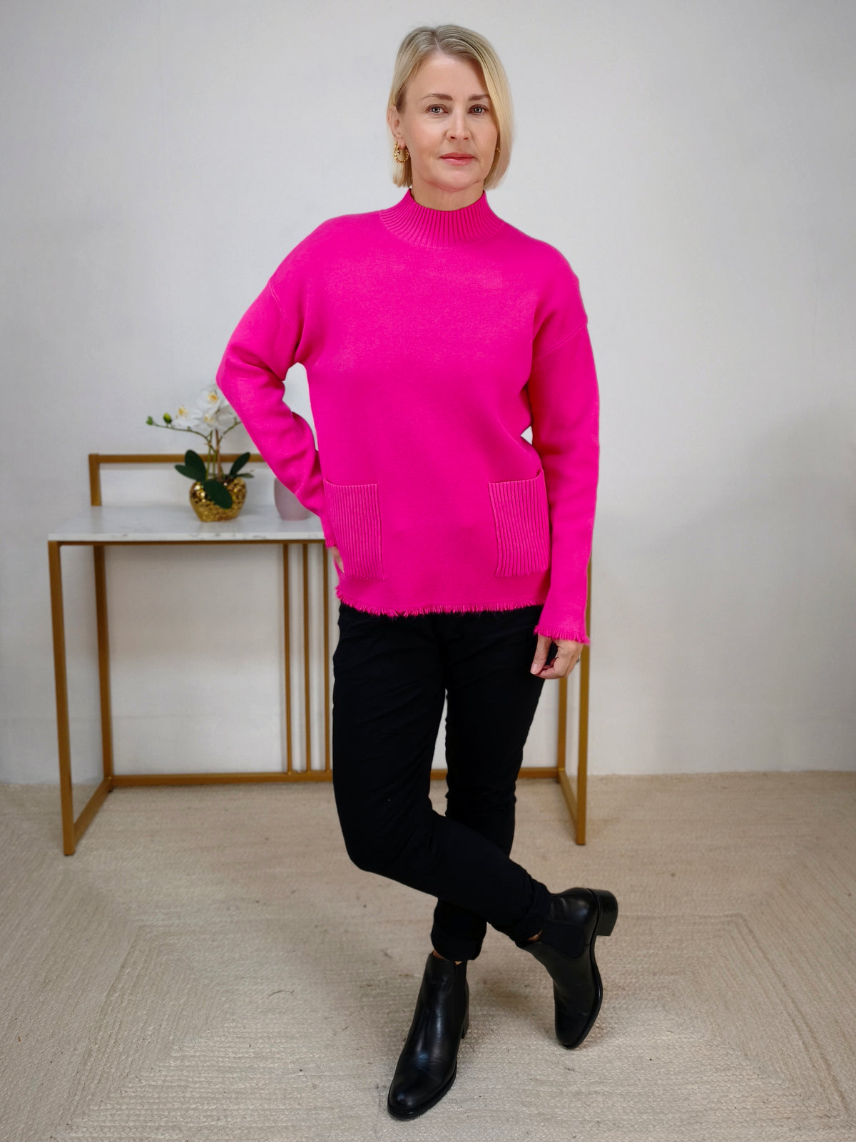 Pullover mit Turtle Neck Pink (38-42)