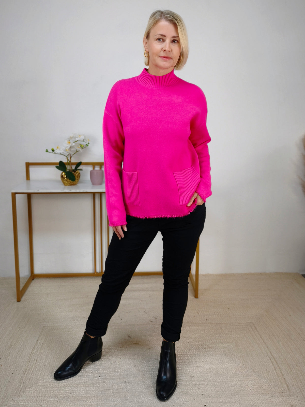 Pullover mit Turtle Neck Pink (38-42)
