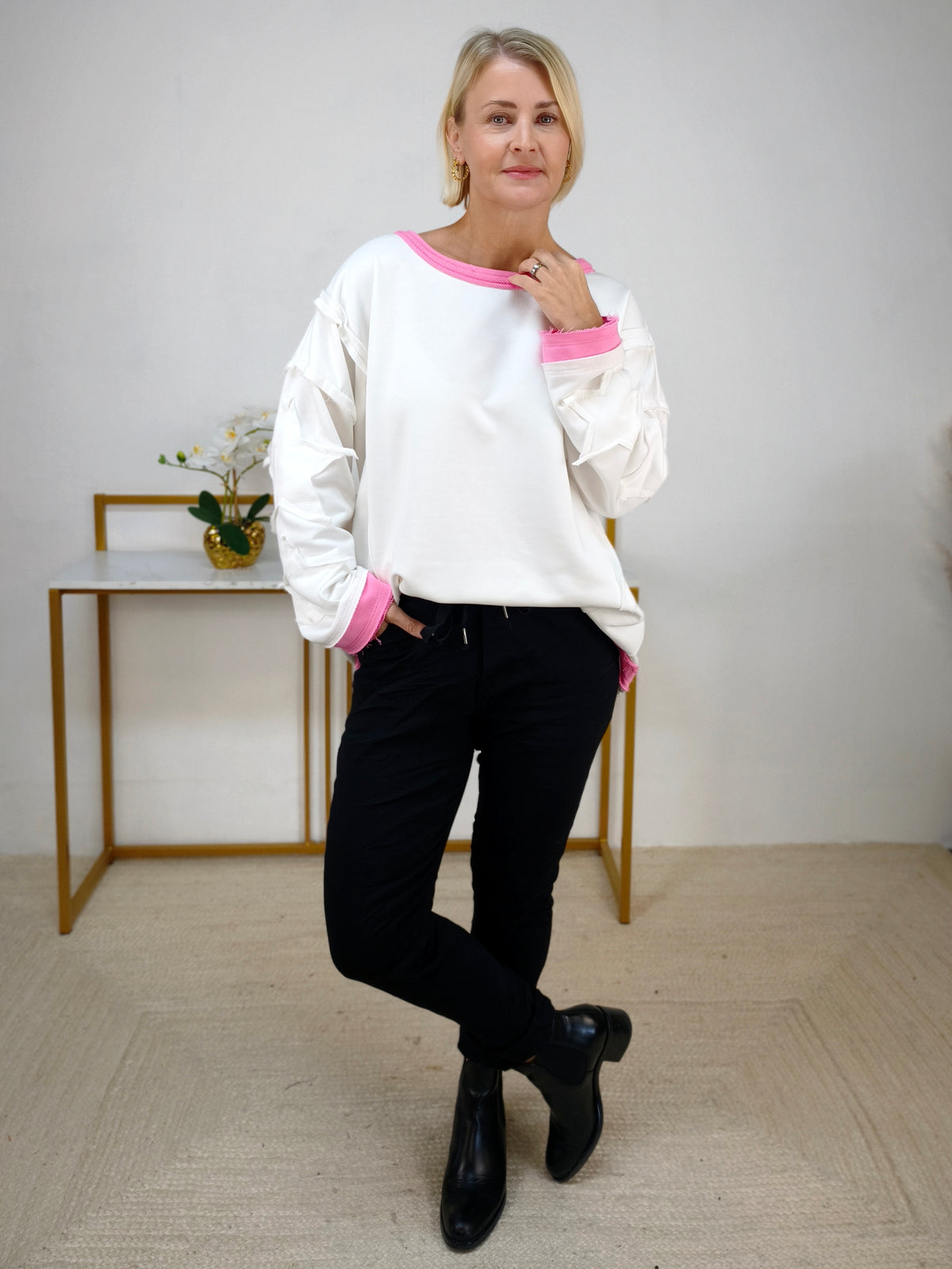 Sweatshirt "Star" Weiss/Rosa (40-44)