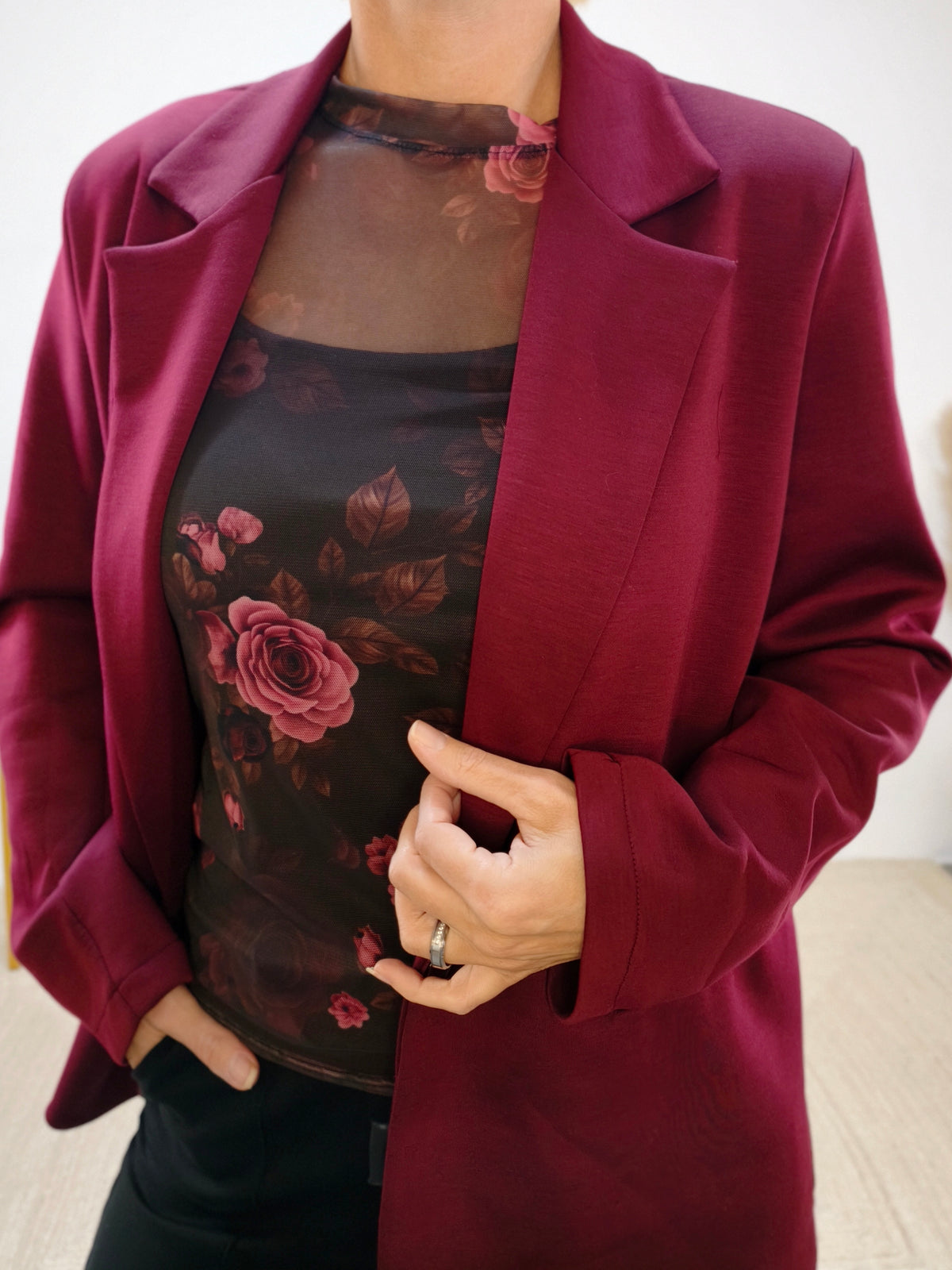 Weicher, sportlicher Blazer in Burgundy (36-40/42)