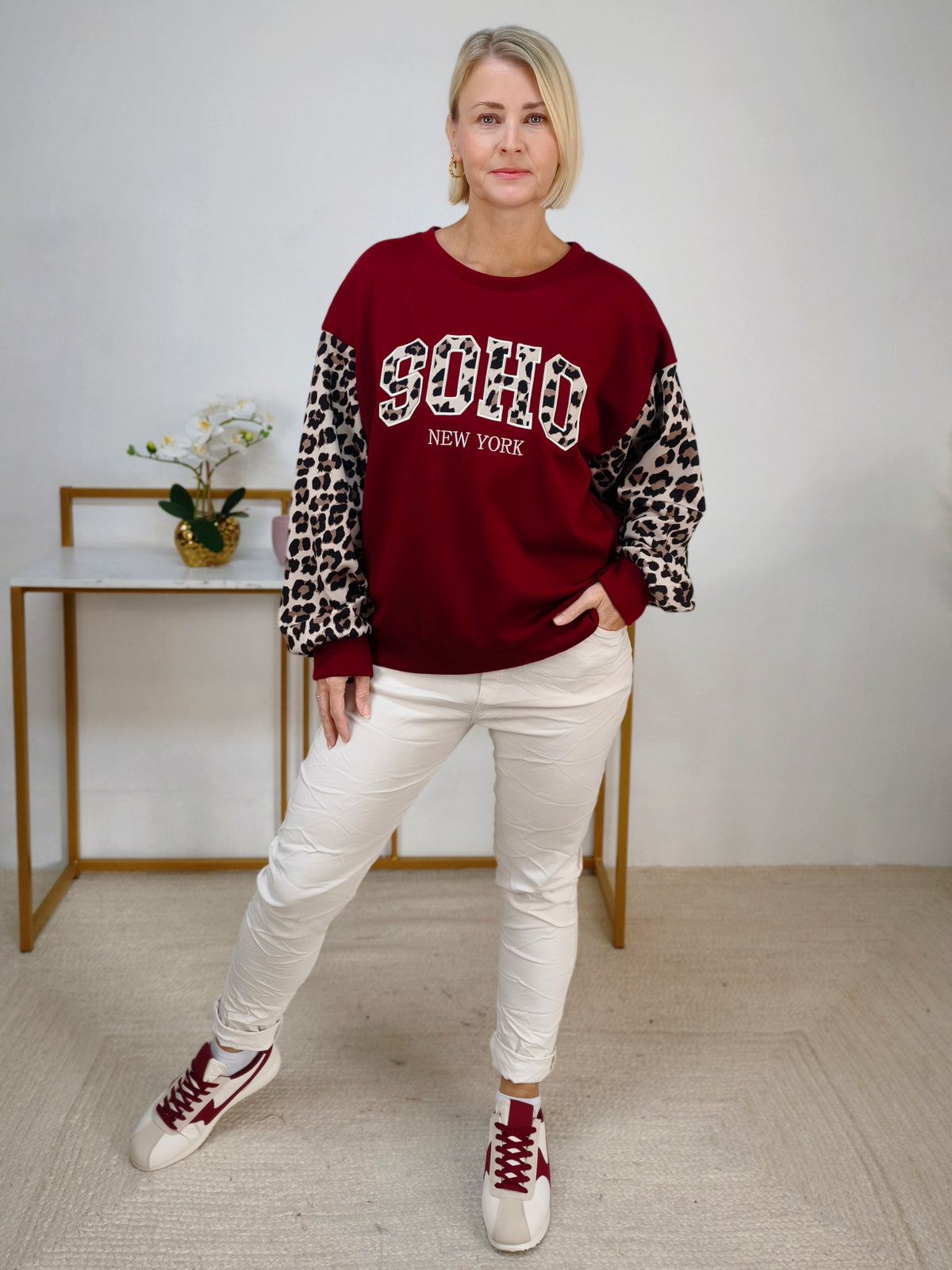 Sweatshirt "Soho" mit Leo in Burgundy (38-44)