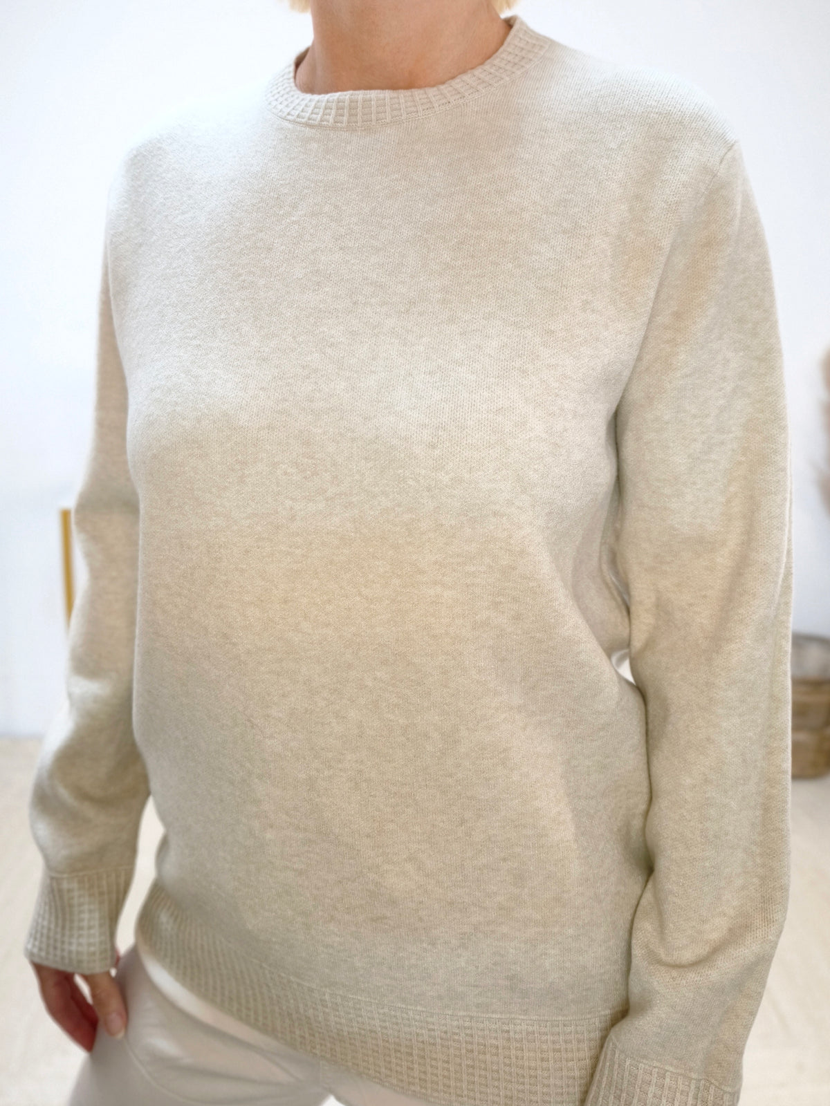 Feinstrick Pullover unifarben in Beige (38-42)