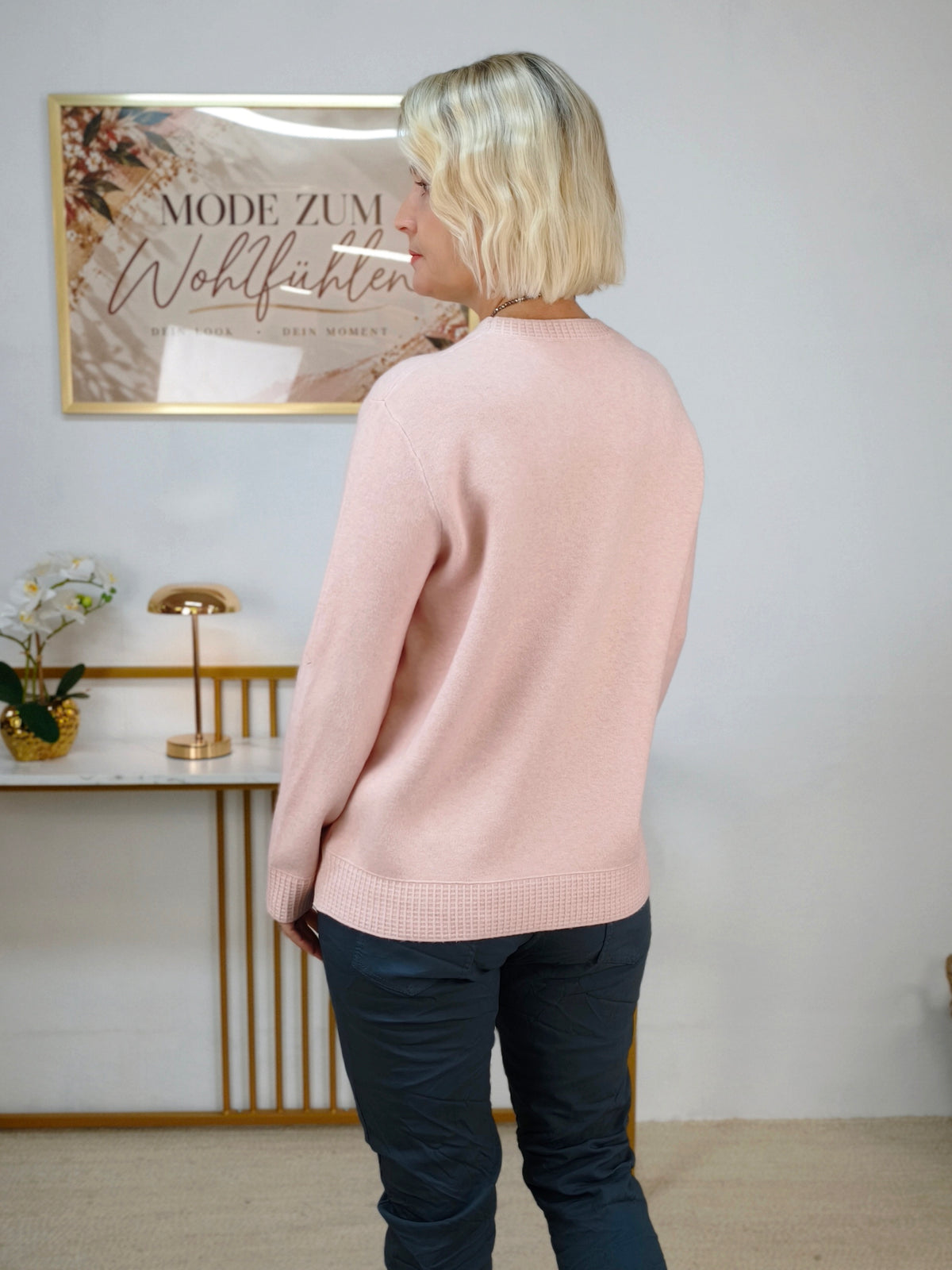 Feinstrick Pullover unifarben in Rosa (38-42)