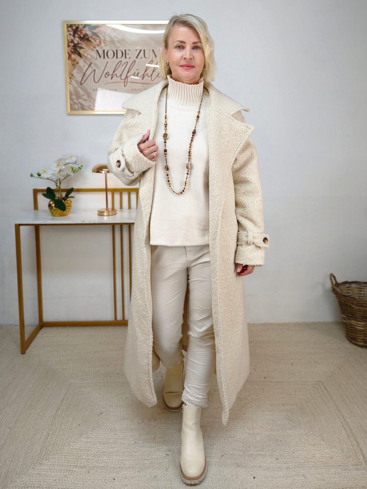 Weicher Mantel in Hellbeige (38-42)