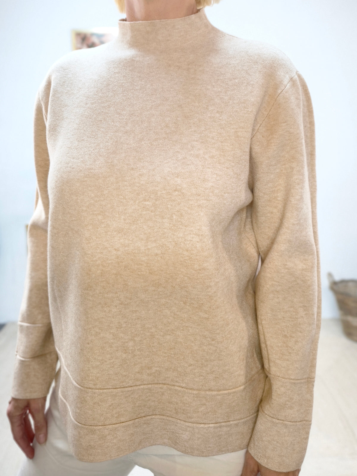 Feinstrick Pullover unifarben in Light Camel (38-42)