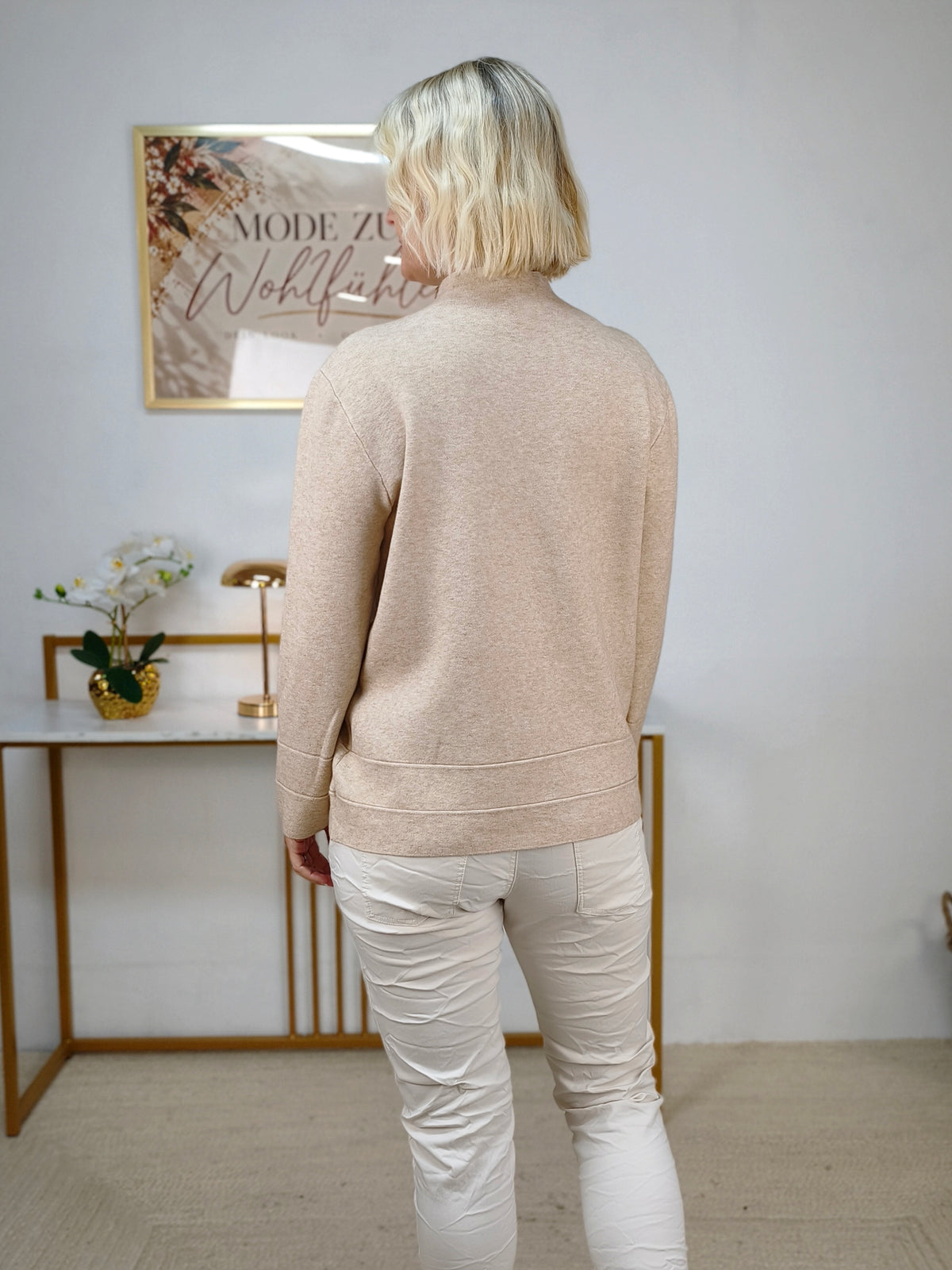 Feinstrick Pullover unifarben in Light Camel (38-42)