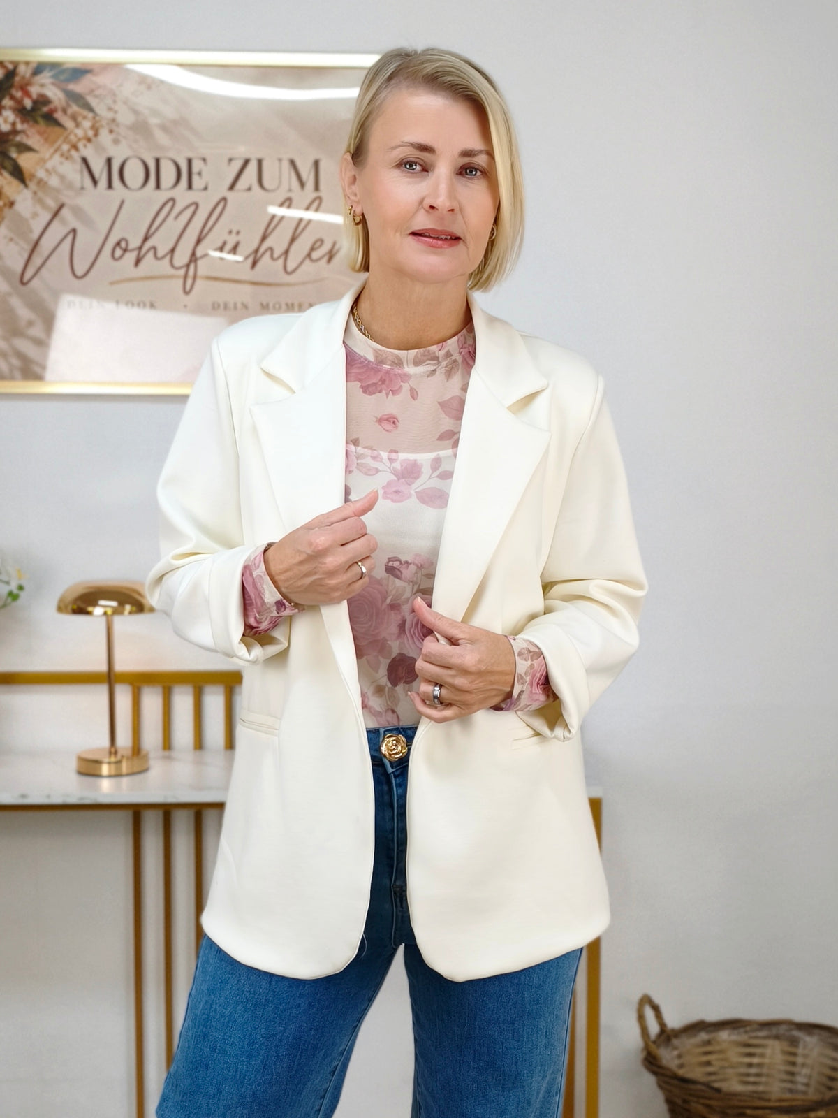 Weicher Blazer in Creme (36-40/42)
