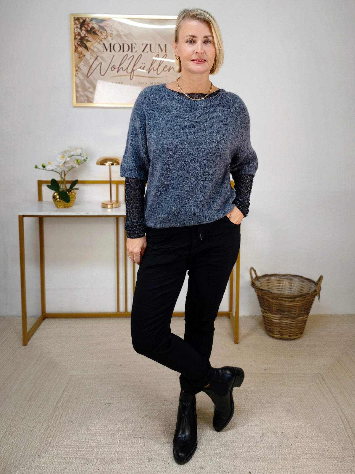 Leichter Pullover Kurzarm in grau (36-42)