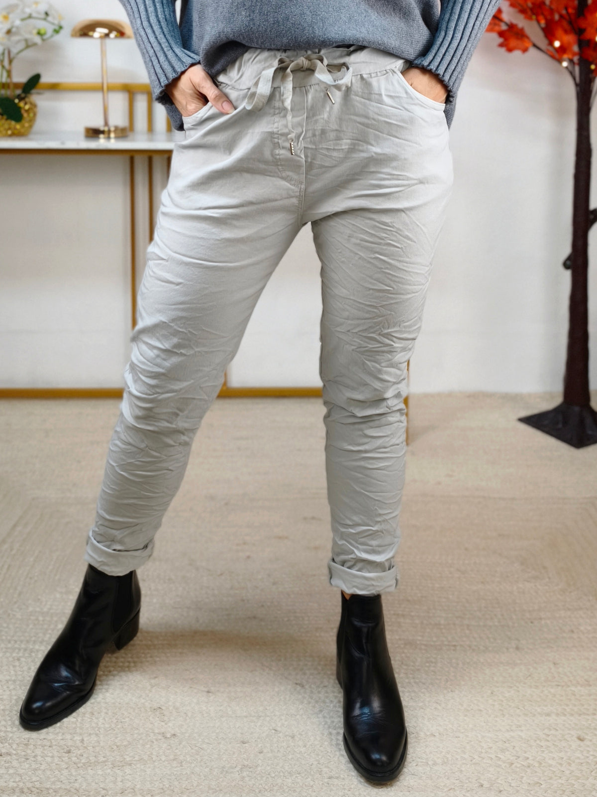 Stretchhose/Joggpant hellgrau (36-42/44)