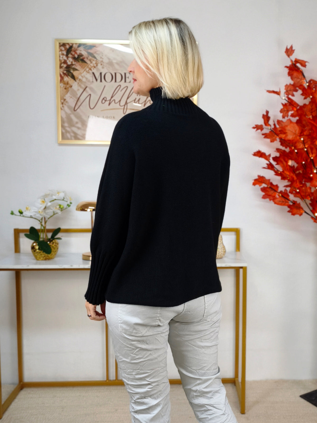 Pullover mit Turtle Neck Schwarz (38-42)