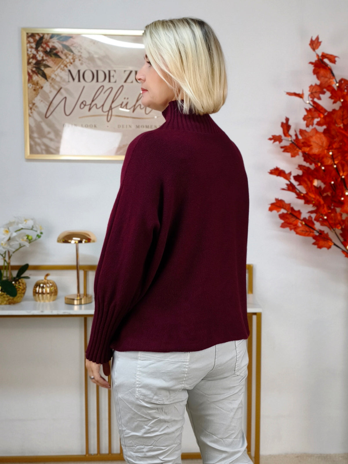 Pullover mit Turtle Neck Burgundy (38-42)