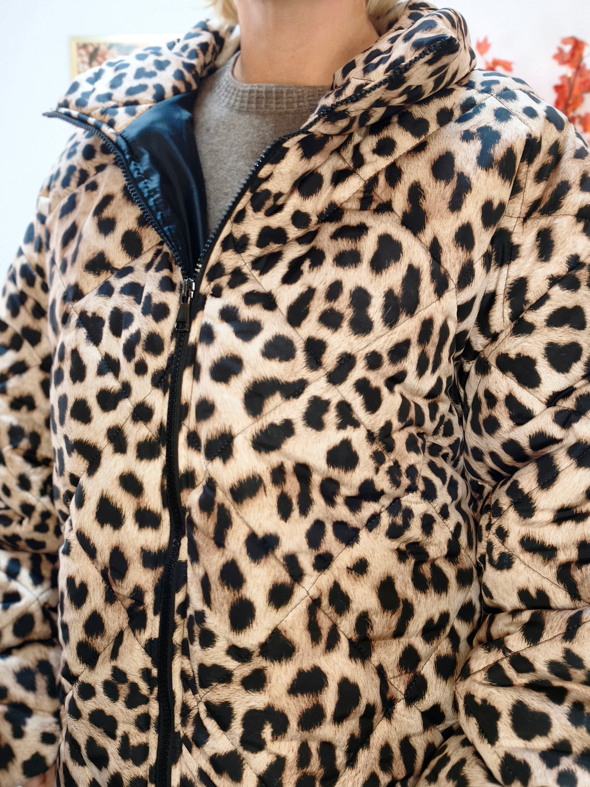 Jacke gesteppt im Leo Design Beige (44/46)