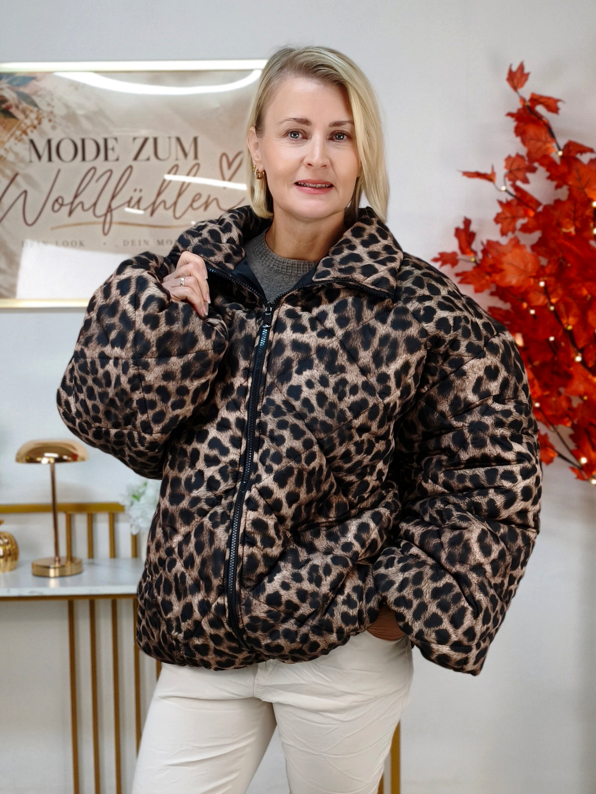 Jacke gesteppt im Leo Design Braun (44/46)