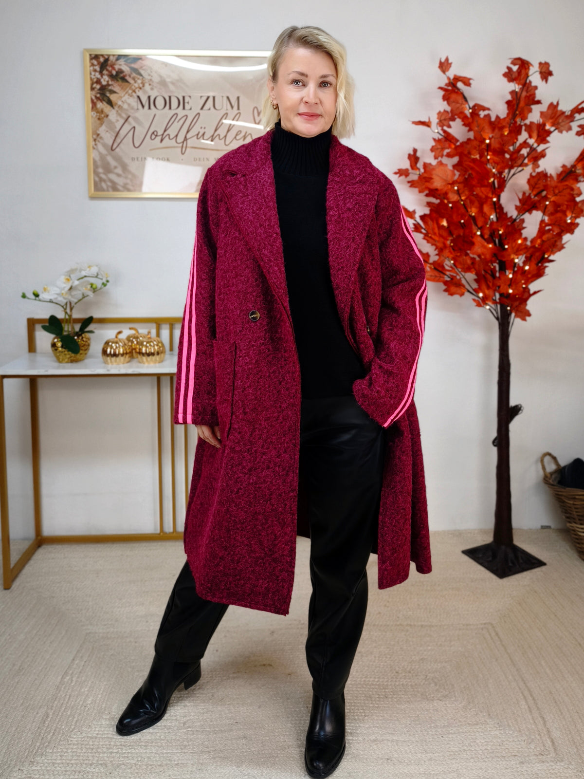 Lässiger Mantel im sportlichen Stil Burgundy/Pink (36-42)