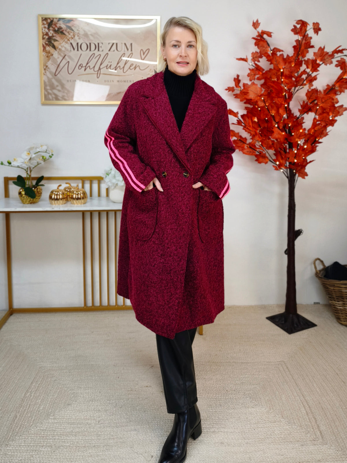 Lässiger Mantel im sportlichen Stil Burgundy/Pink (36-42)