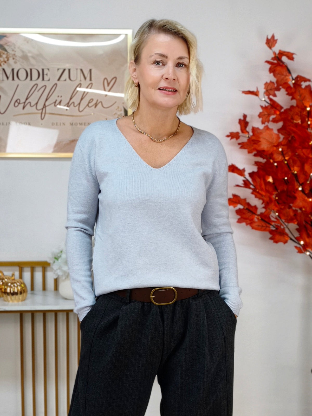 Leichter Pullover in Hellgrau (36-42)