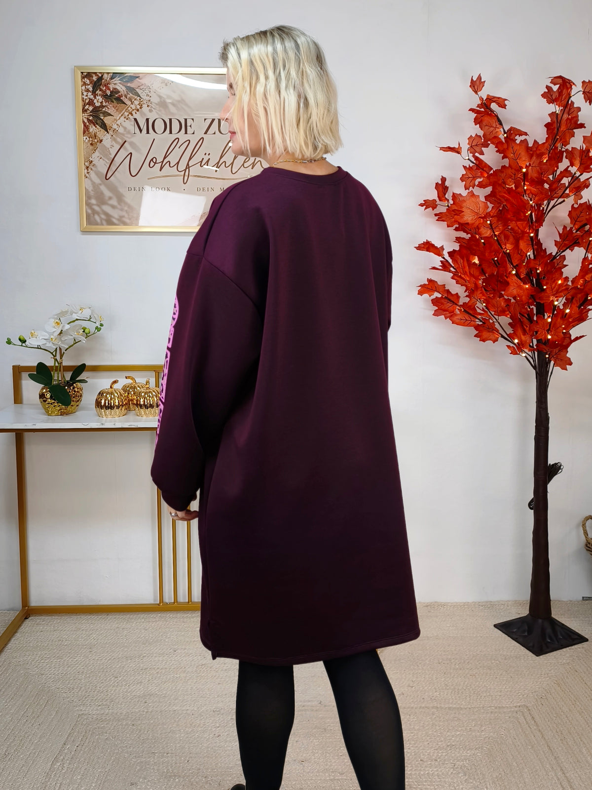 Long Sweatshirt/Kleid "Copenhagen" in Burgundy/Pflaume (40-44)