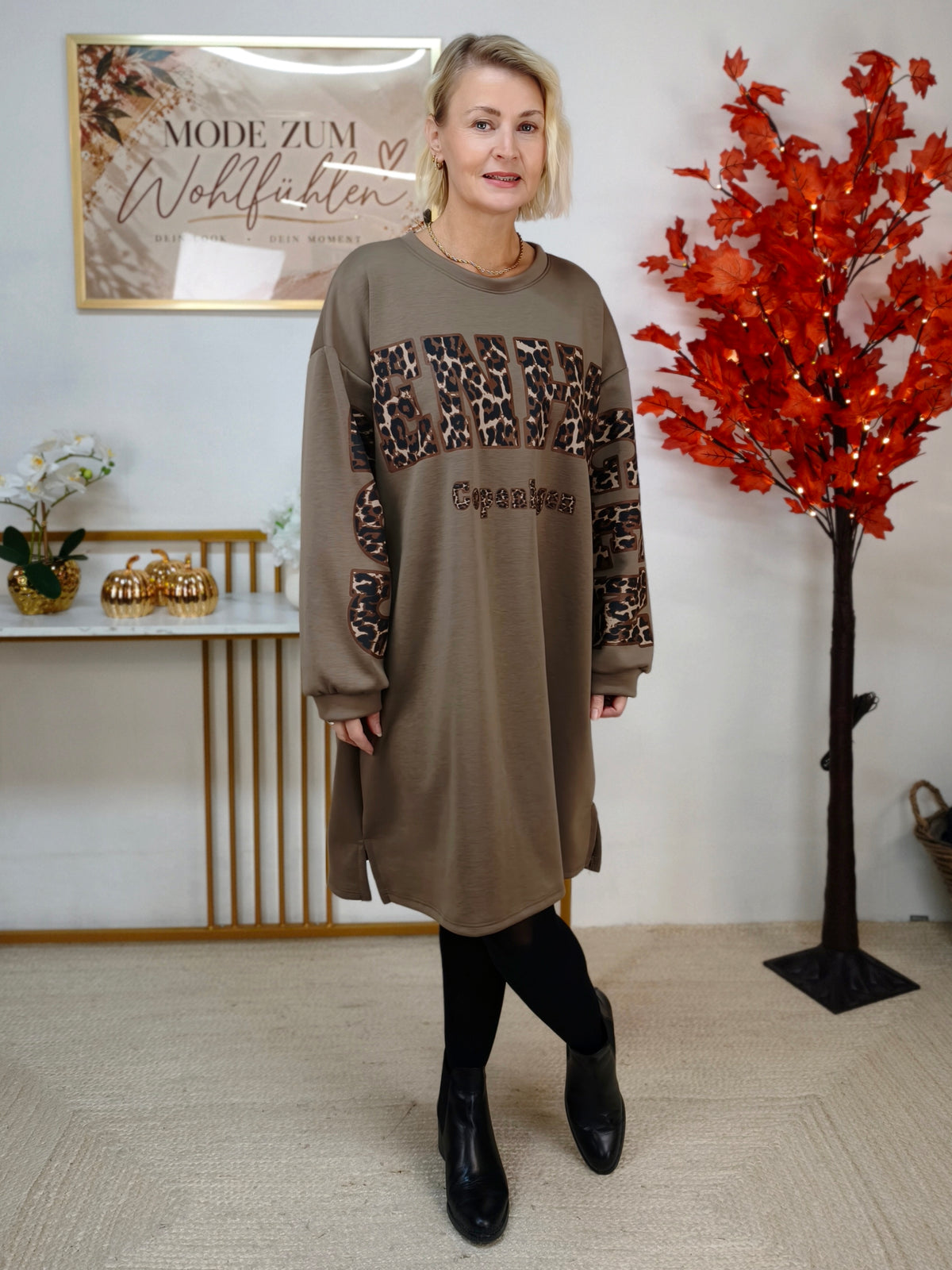 Long Sweatshirt/Kleid "Copenhagen" in Taupe (40-44)