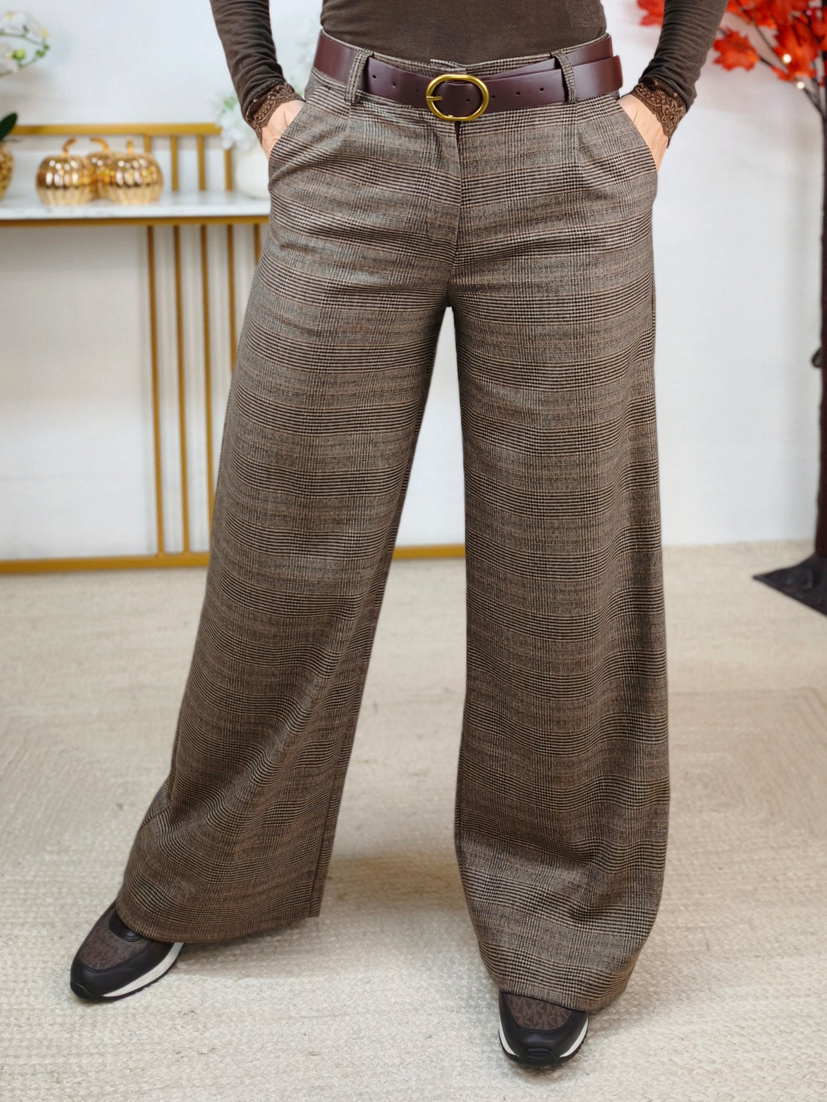 Feine Webhose mit Tweed Muster in Braun (36/38)