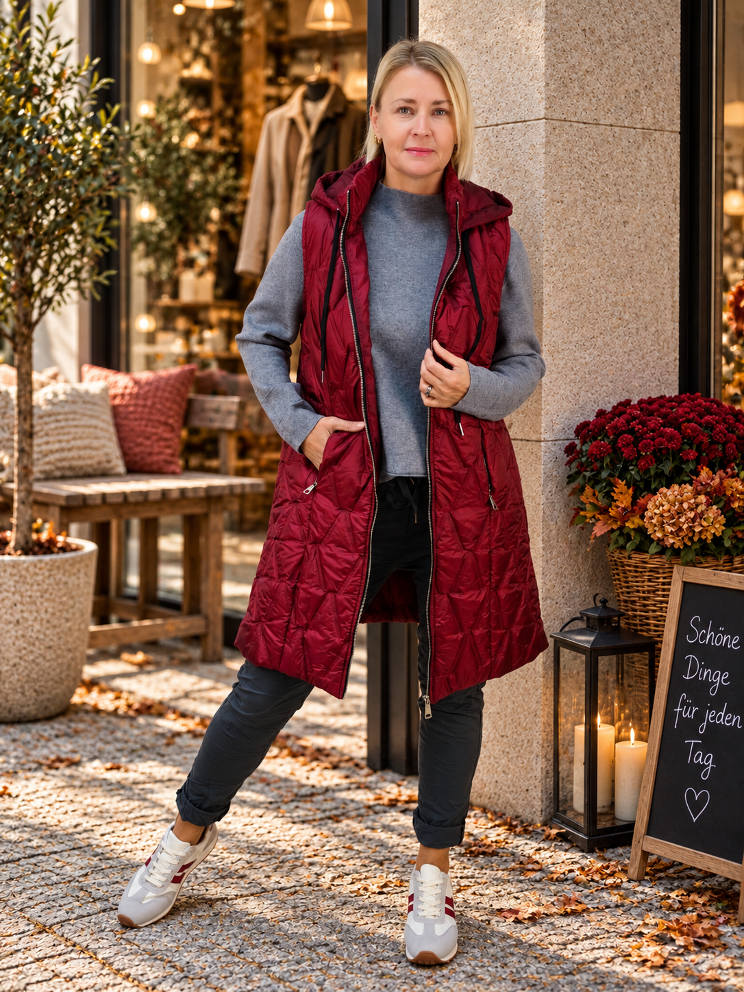 Herbstliches Outfit in grau/burgundy Größe 40-42 - Styling Box
