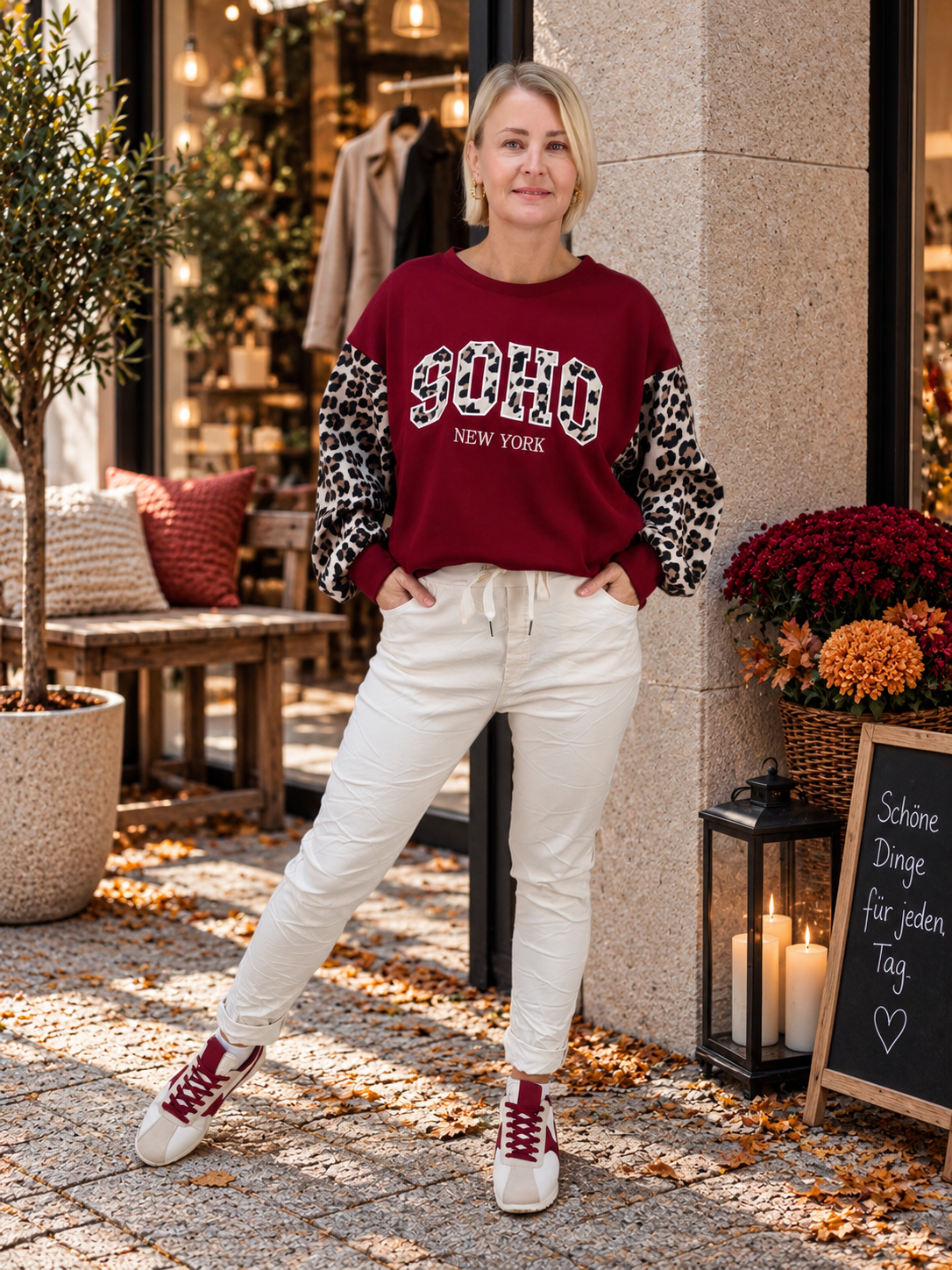 Sweatshirt "Soho" mit Leo in Burgundy (38-44)