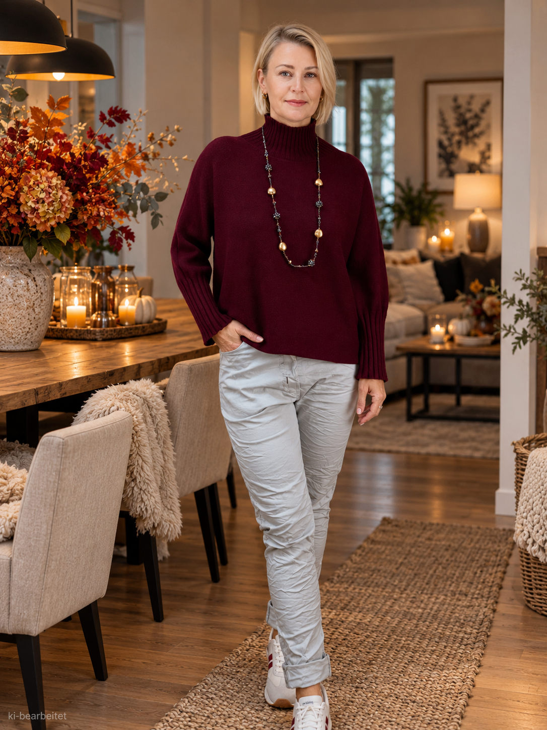 Pullover mit Turtle Neck Burgundy (38-42)