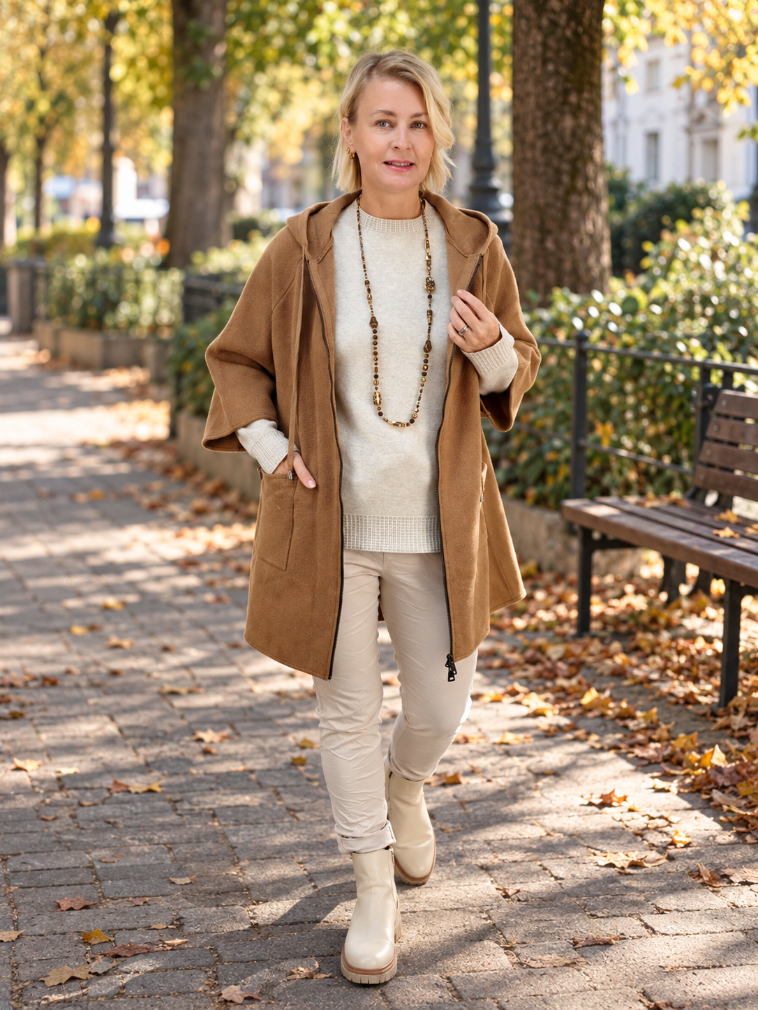 Feinstrick Pullover unifarben in Beige (38-42)
