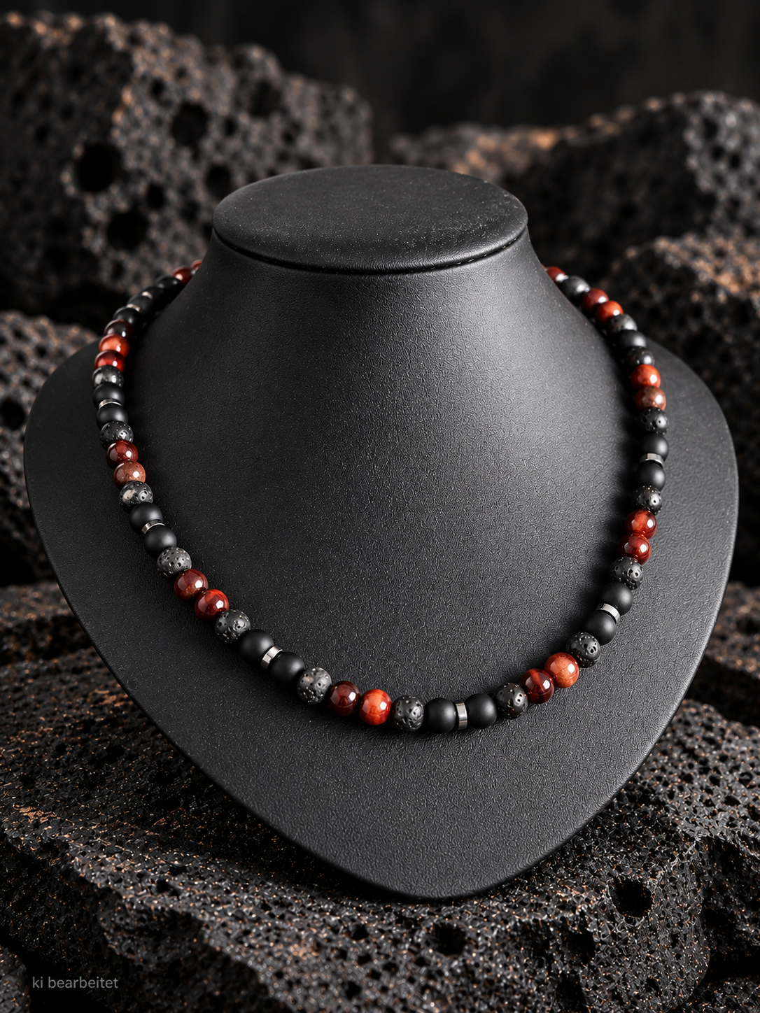 Edelsteinkette mit Achat, Hämatit, Tigerauge und Lavastein