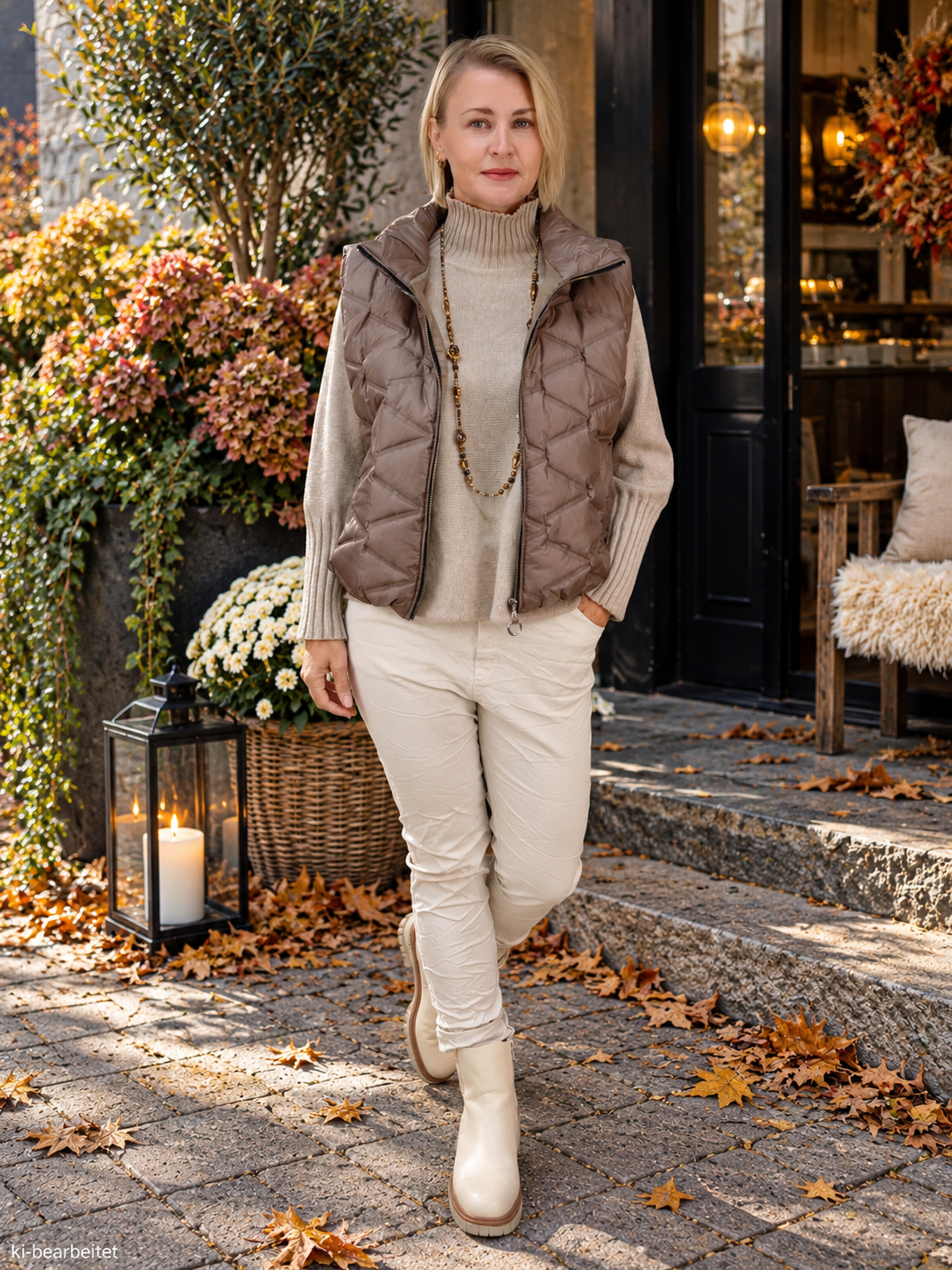 Pullover mit Turtle Neck Beige (38-42)