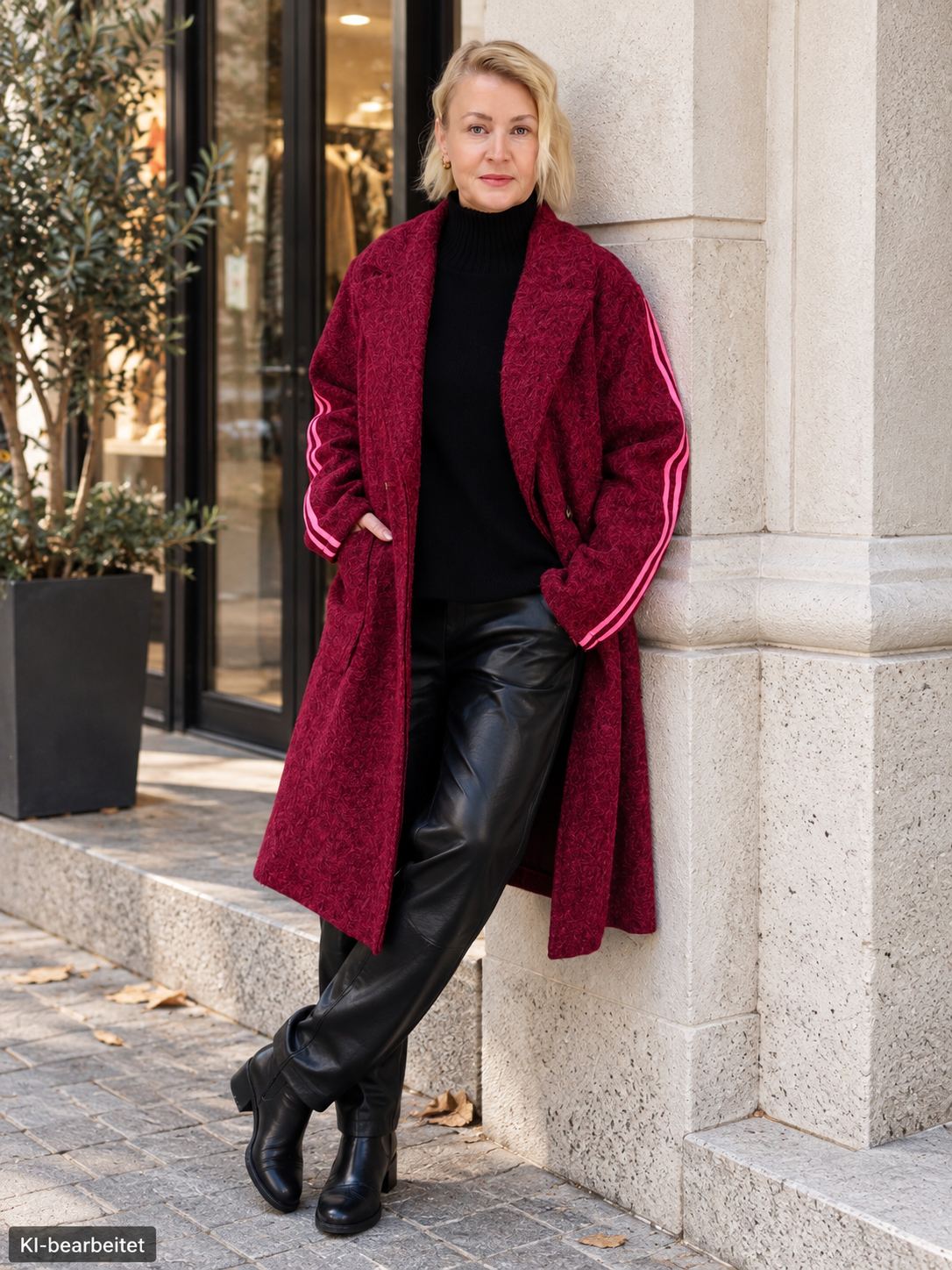 Lässiger Mantel im sportlichen Stil Burgundy/Pink (36-42)