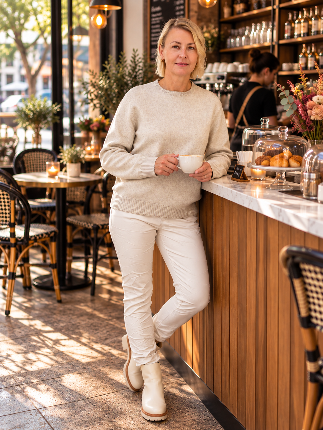 Feinstrick Pullover unifarben in Beige (38-42)