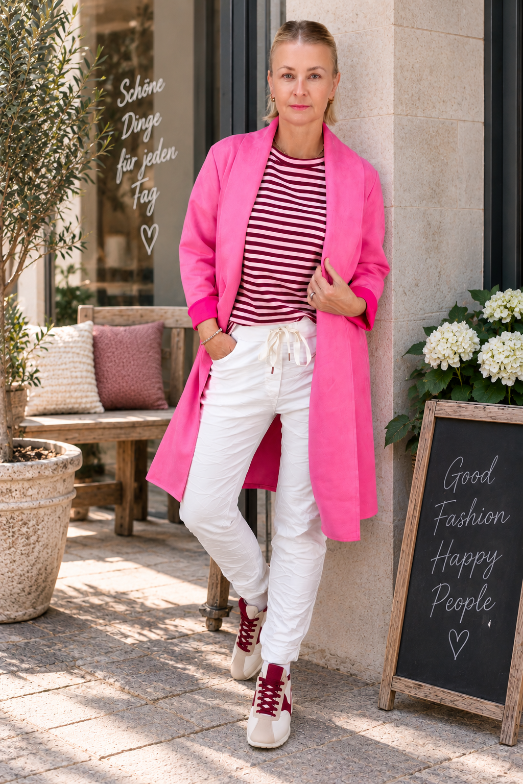 Outfit Set in weiss/rosa/burgundy Größe 38-42 - Styling Box