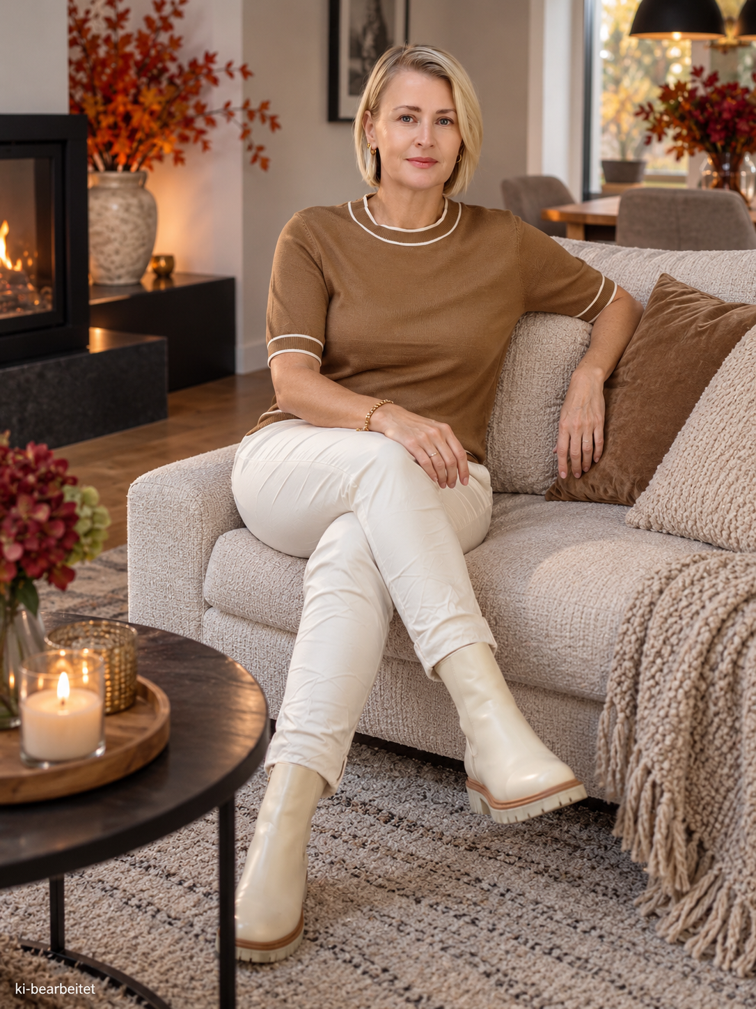 Kurzarm Pulli unifarben Braun (36-40/42)