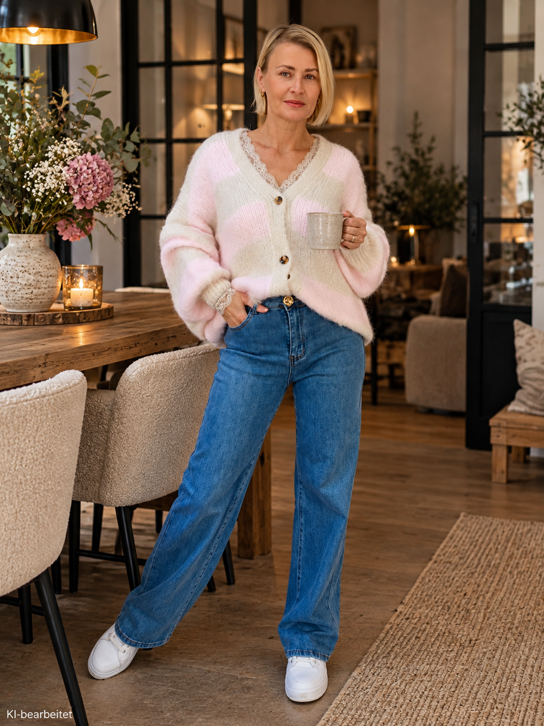 Kuschelige Strickjacke gestreift (38-44)