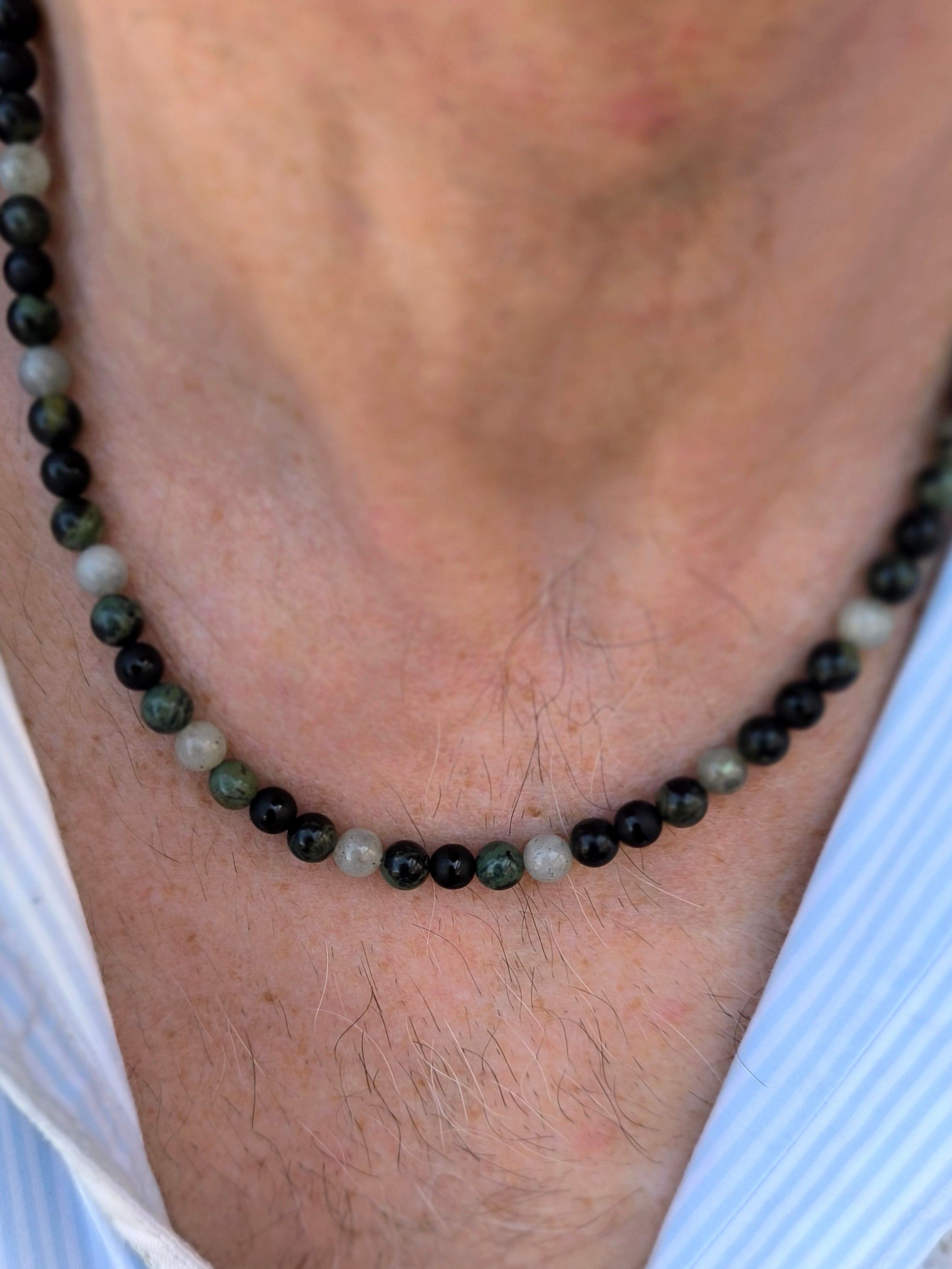 Edelsteinkette aus Achat und Labradorit for men