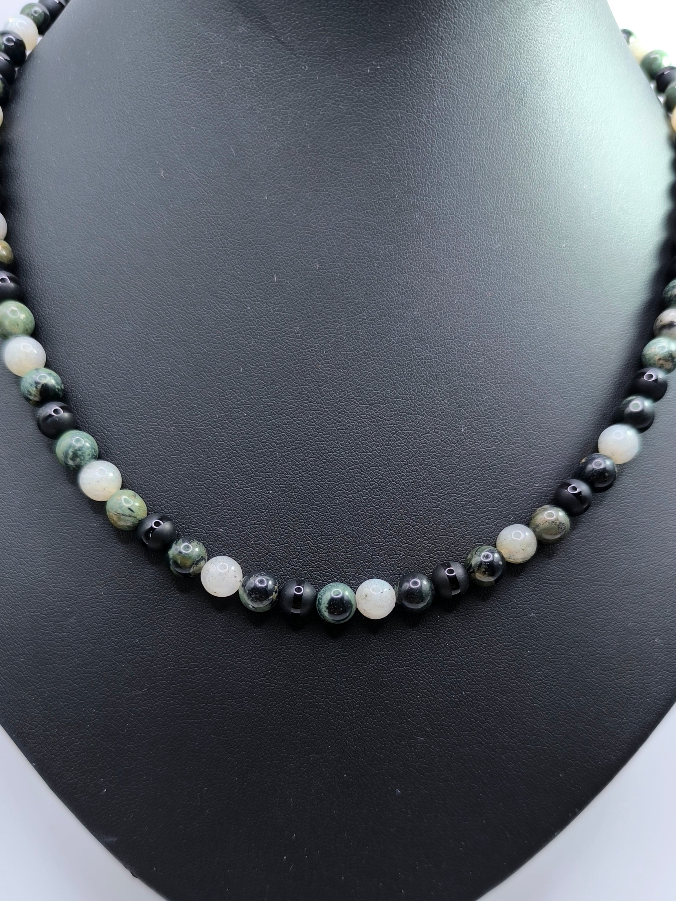 Edelsteinkette aus Achat und Labradorit for men