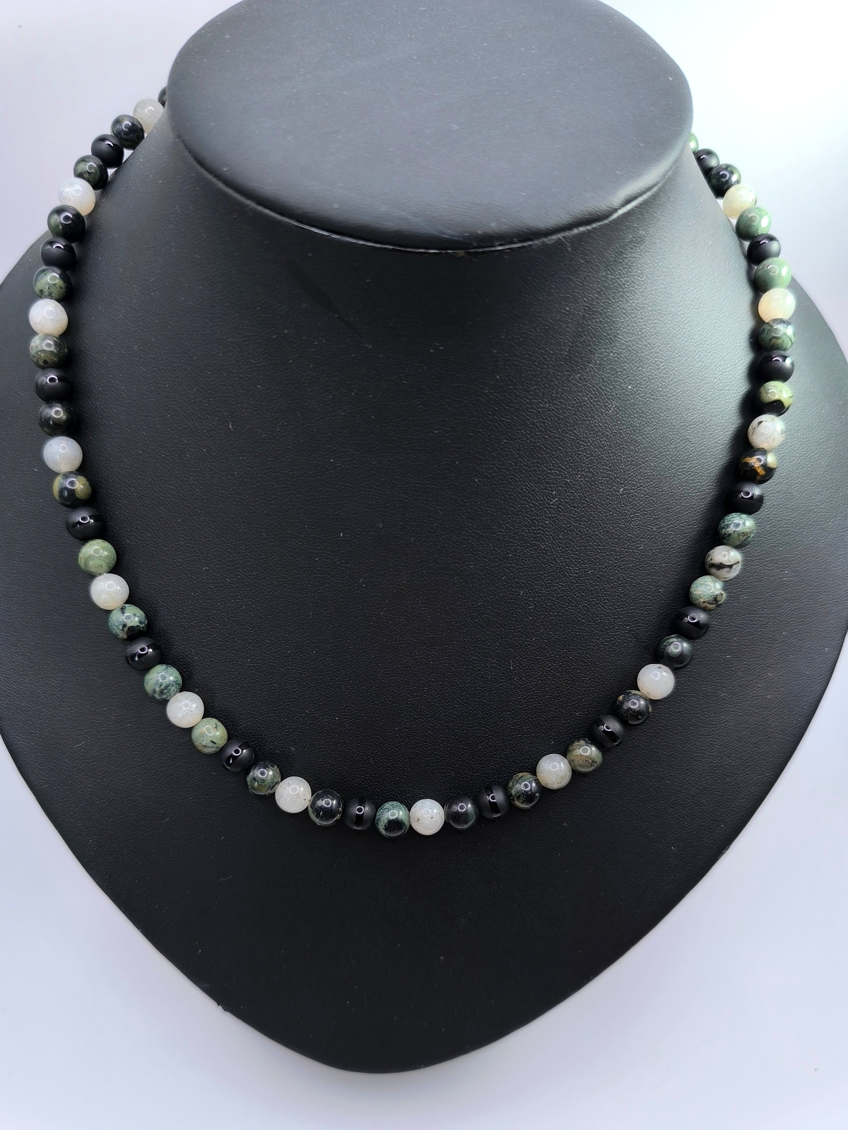 Edelsteinkette aus Achat und Labradorit for men