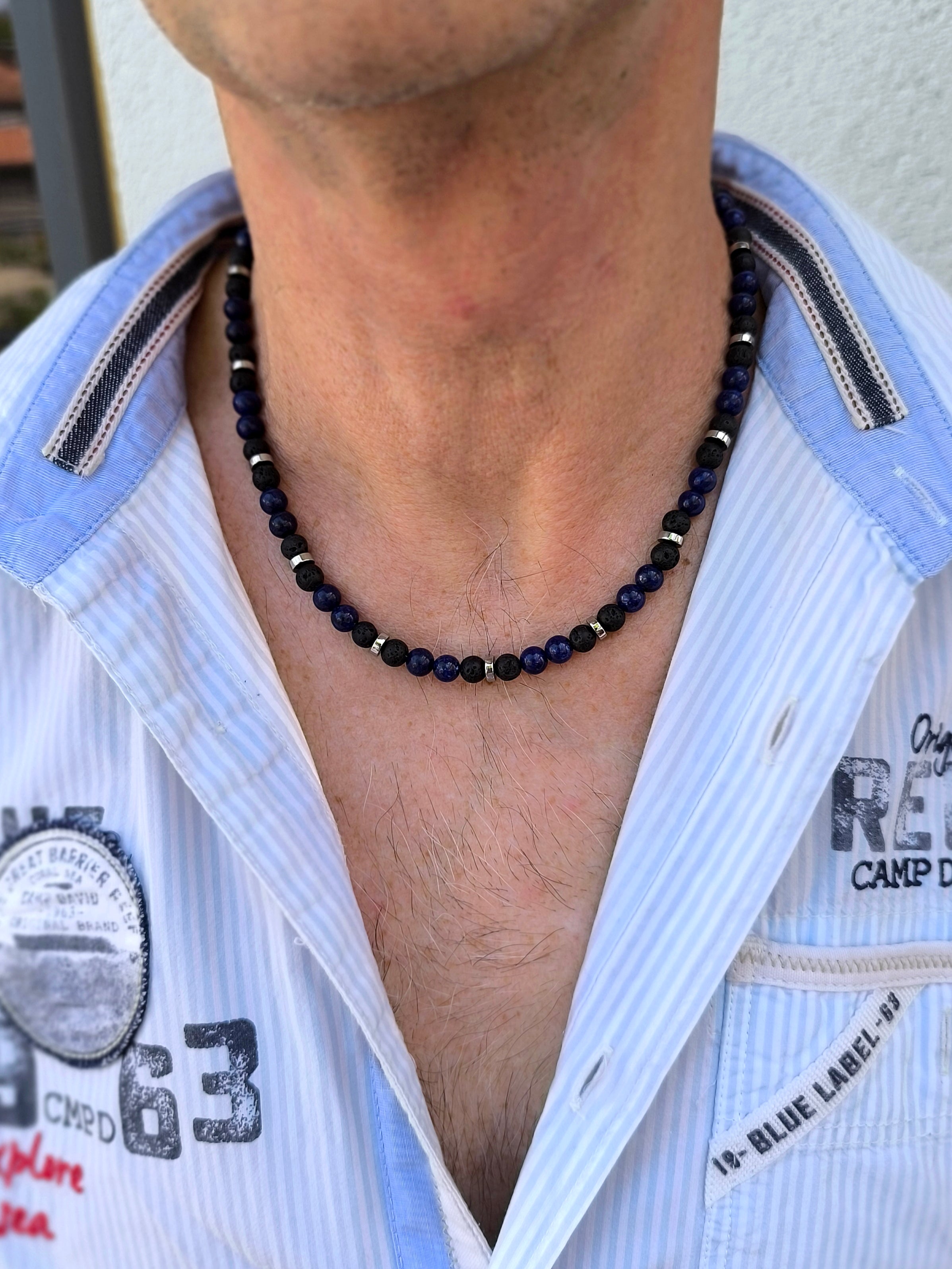 Lapislazuli und Lava Kette mit Hämatit