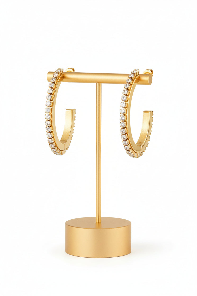 Ohrringe Oval mit Zirkonia, goldfarben