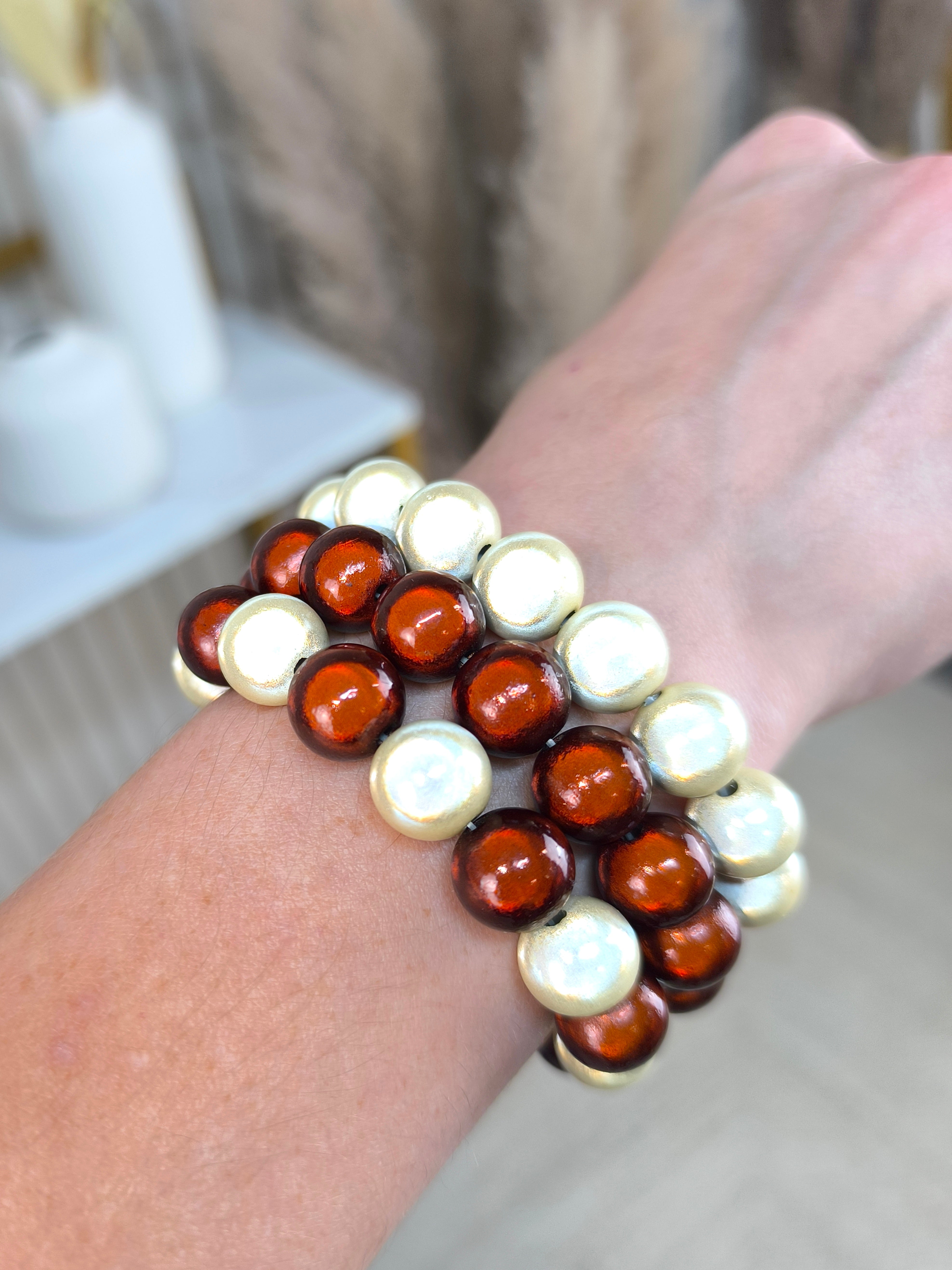 Magisches Perlenarmband Set beige/schoko