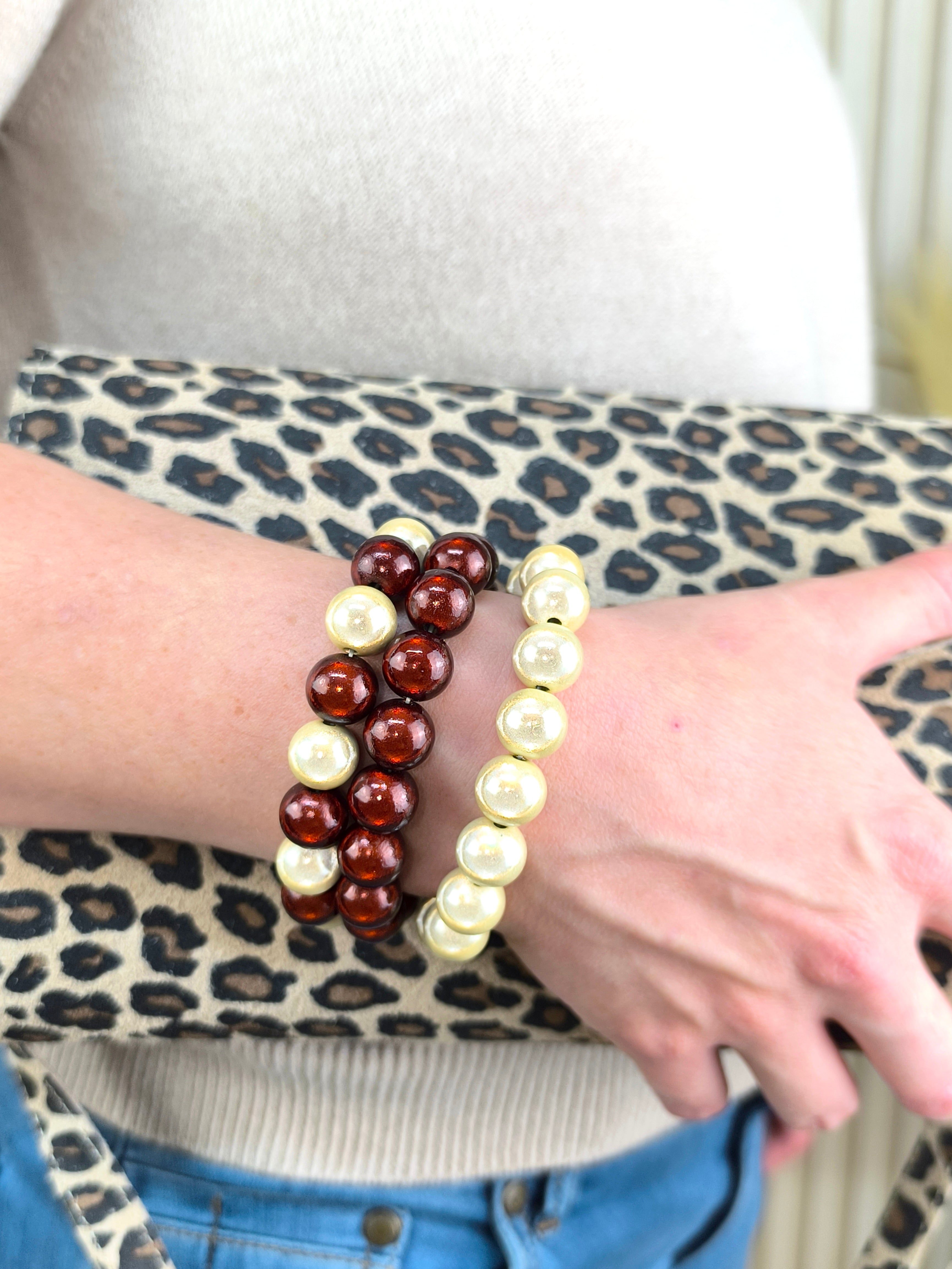 Magisches Perlenarmband Set beige/schoko