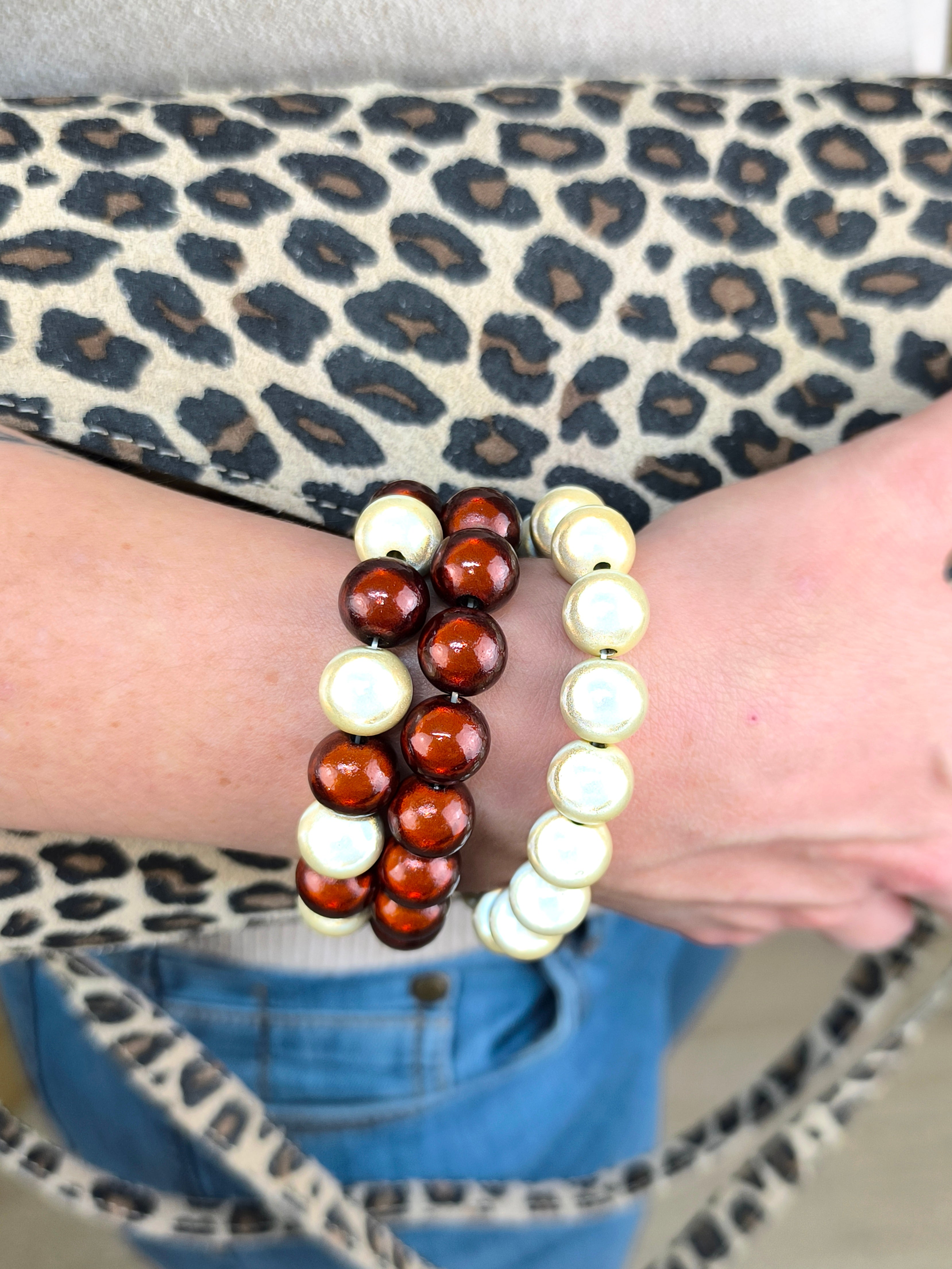 Magisches Perlenarmband Set beige/schoko