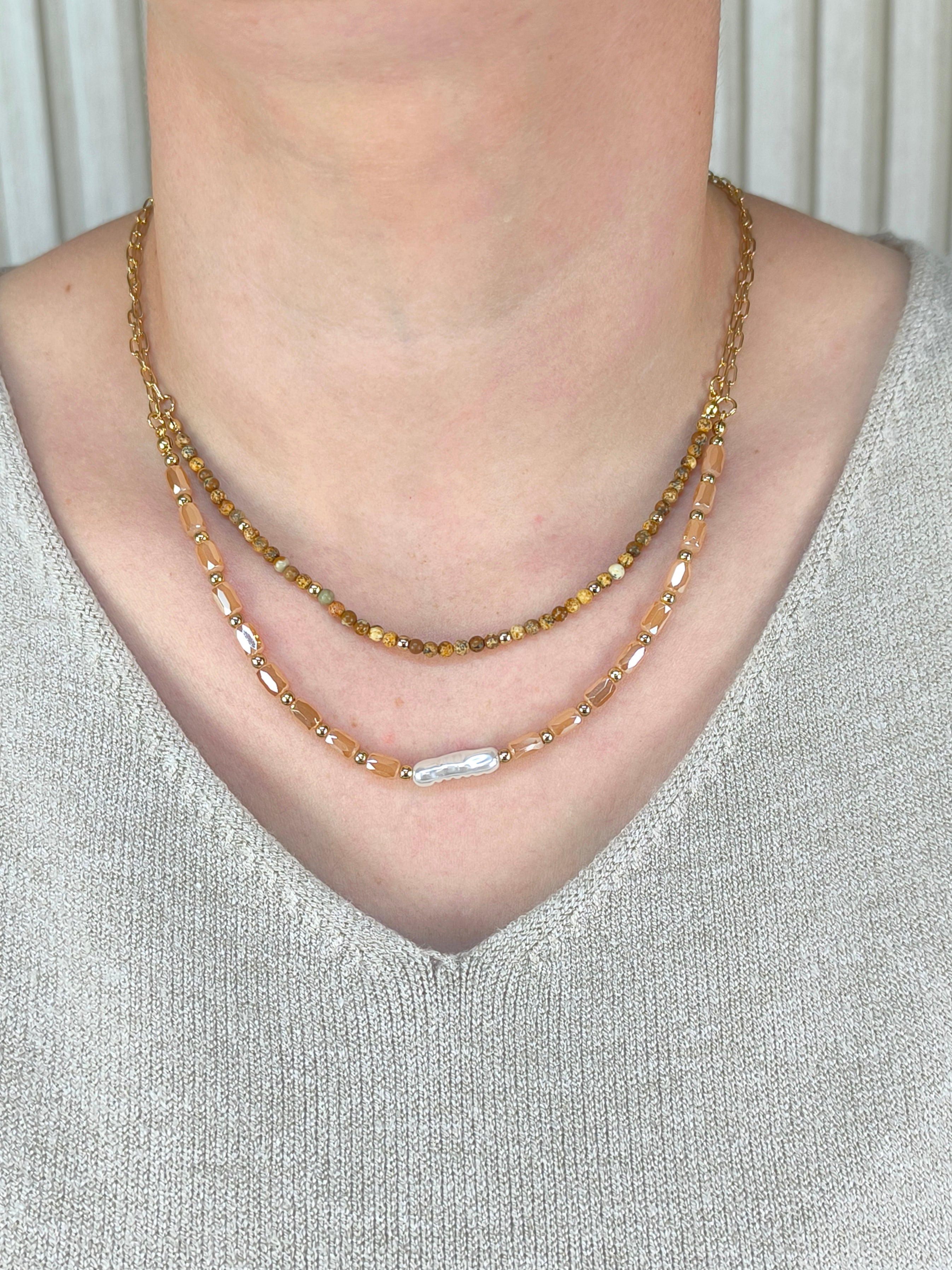 Feine Kette im Layering Look mit Perlen