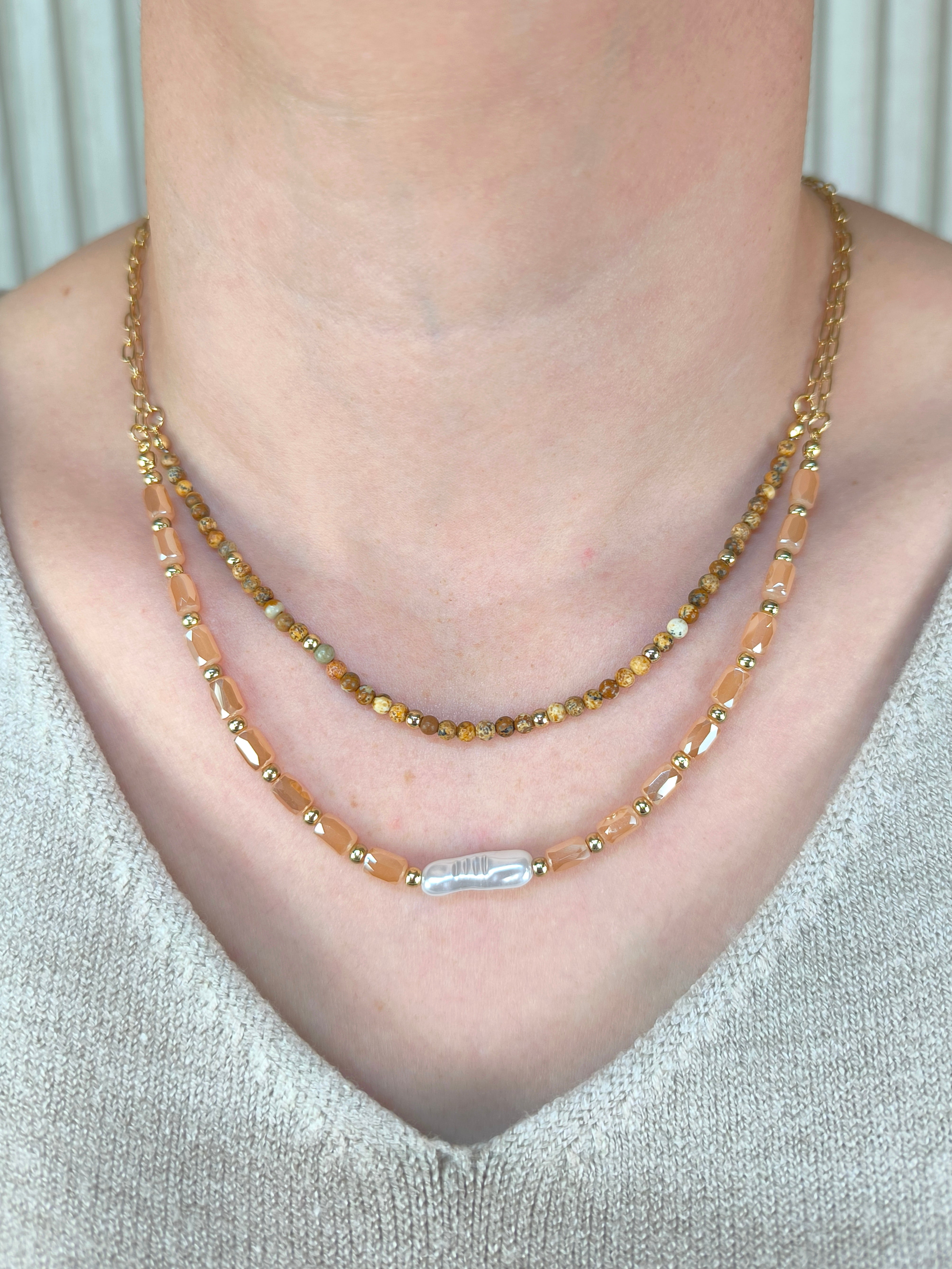 Feine Kette im Layering Look mit Perlen