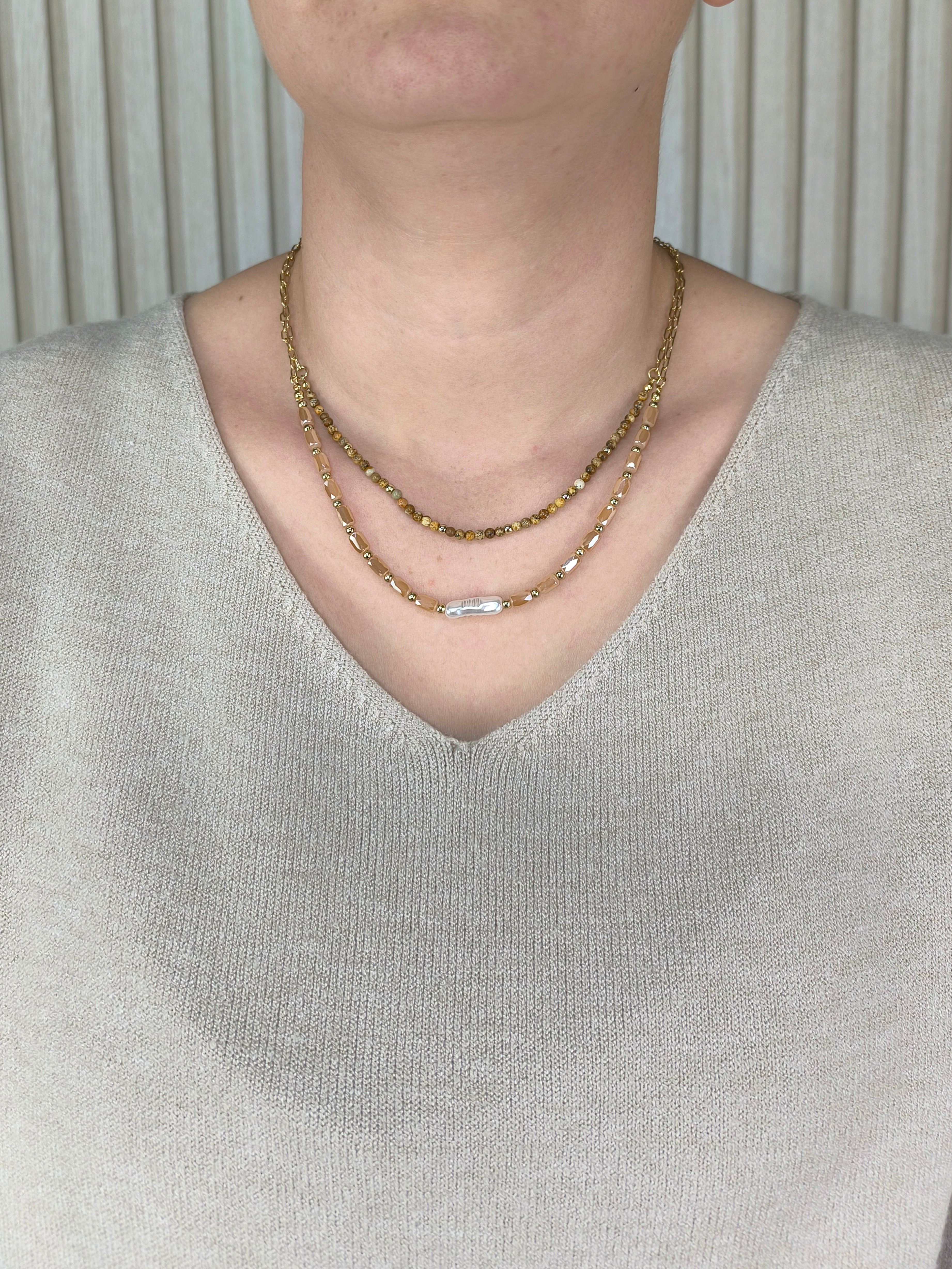 Feine Kette im Layering Look mit Perlen
