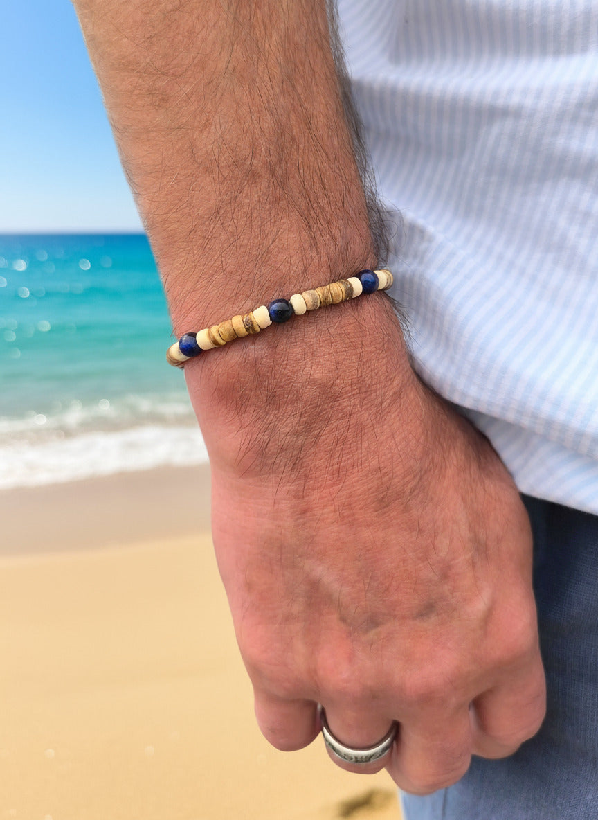 Armband im Surferstyle mit Kokosnuss- und Achatperlen