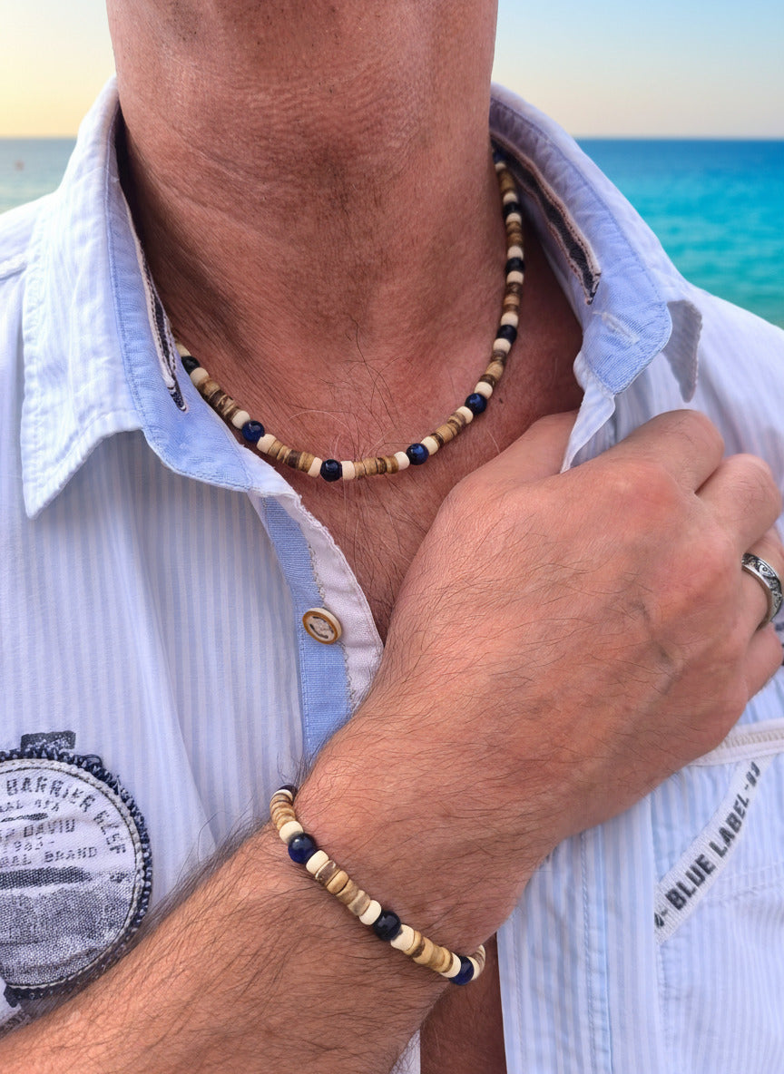 Kokosnusskette im Surferstyle mit Achatperlen